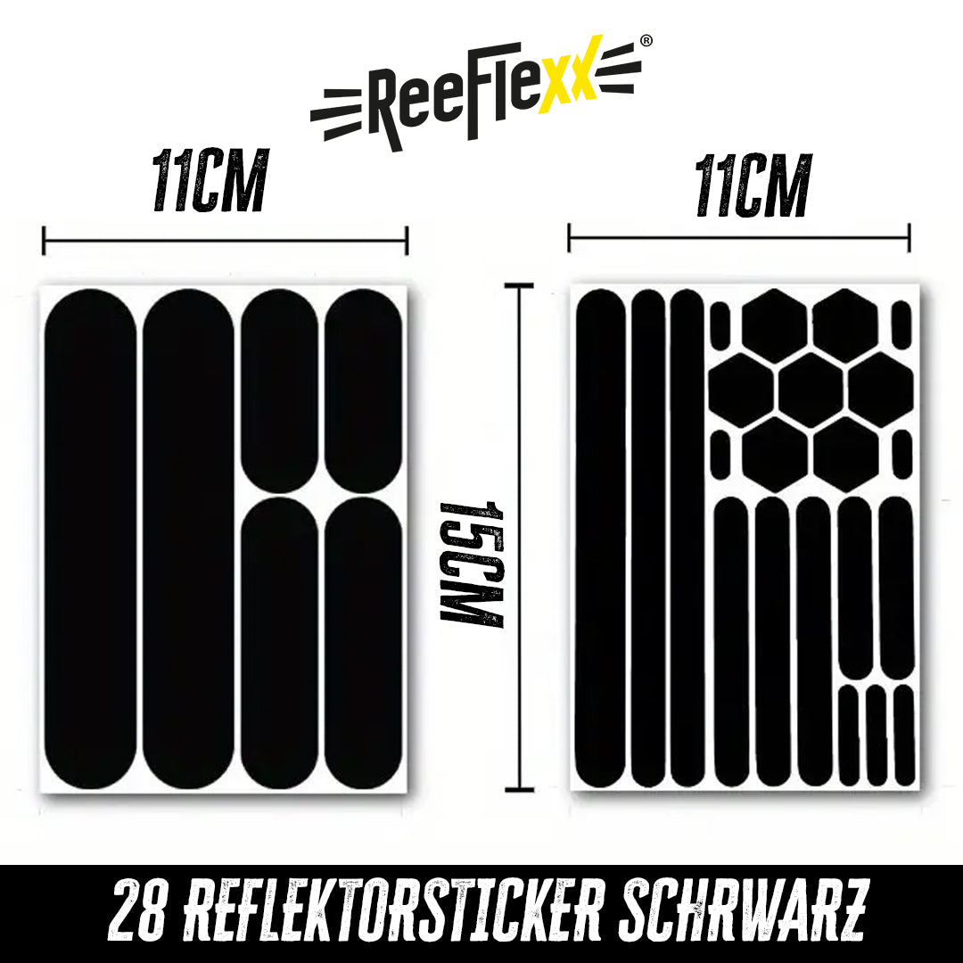 ReeFlexx®-Reflektor Sticker, Schwarz, "Black Hyper Glow" | 28 Stück