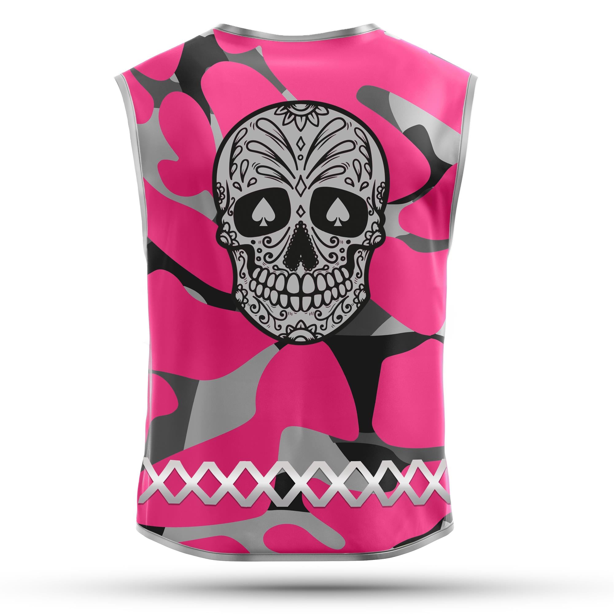 Pink Camou Skull - Kinderwarnweste