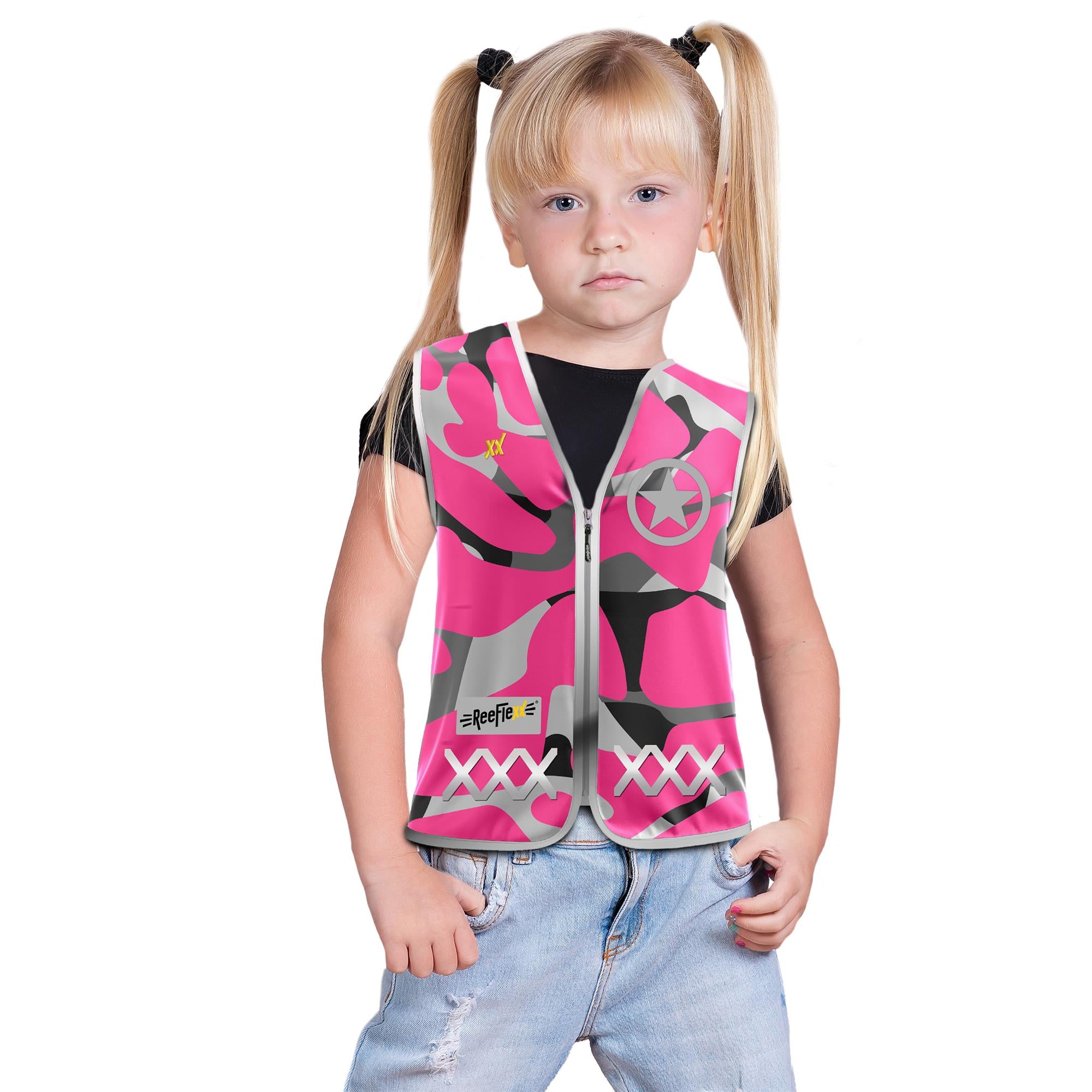 Pink Camou Star - Kinderwarnweste