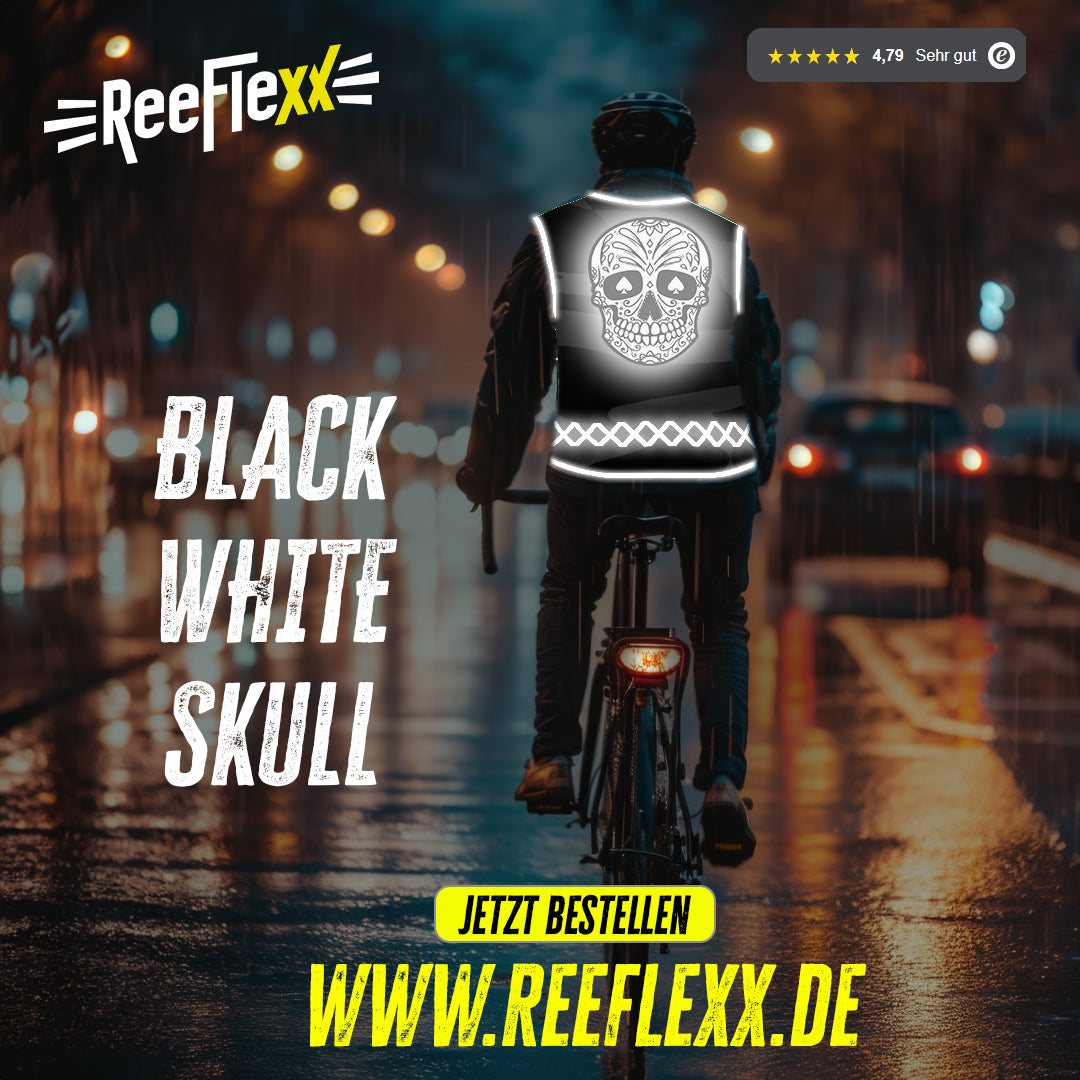 Black White Skull - Damenwarnweste