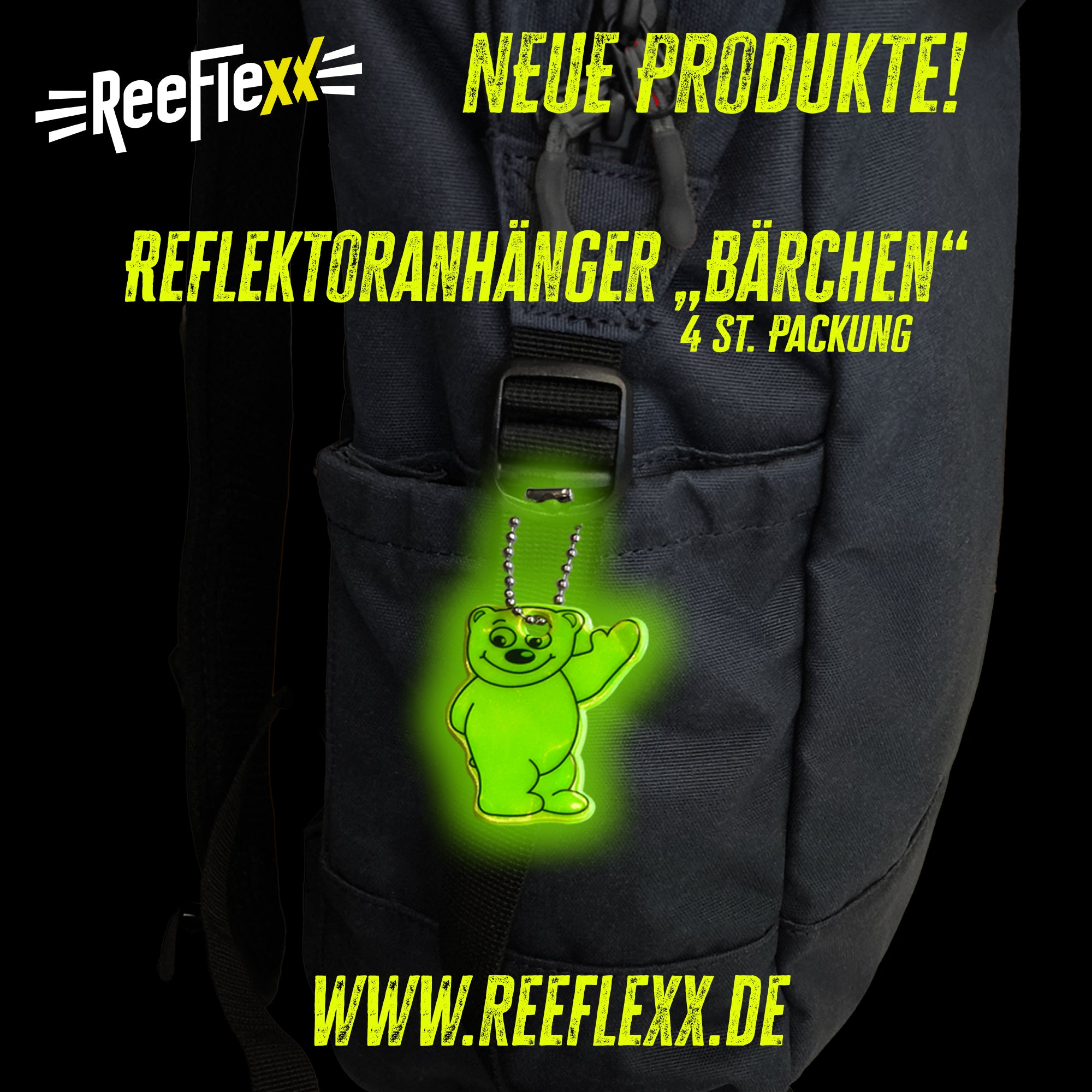 Reflektoranhänger "Bärchen" - 4 Stück
