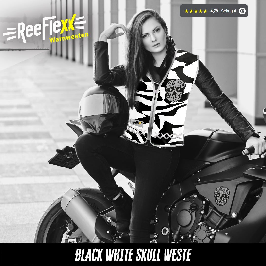 Black White Skull - Damenwarnweste