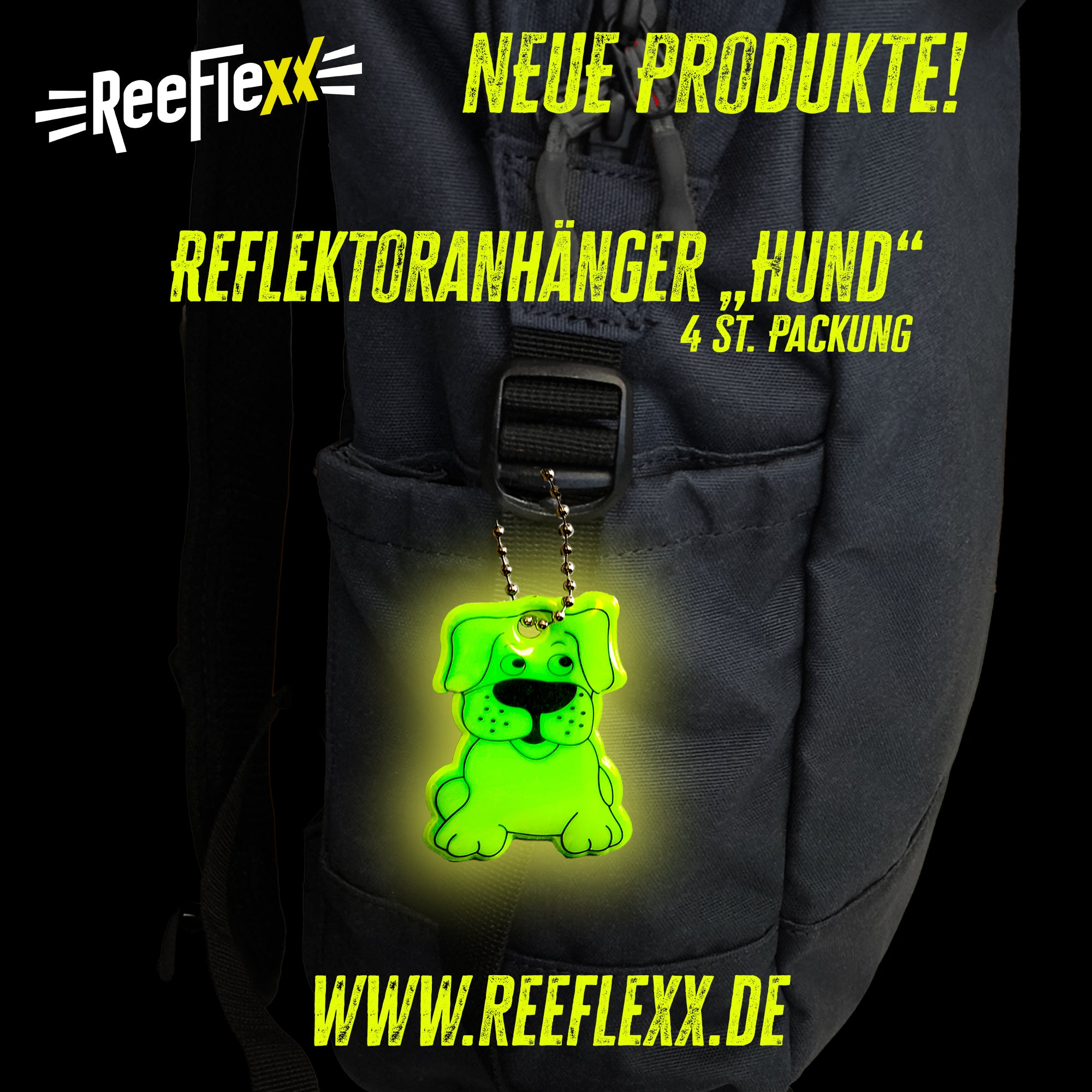 Reflektoranhänger "Hund" - 4 Stück
