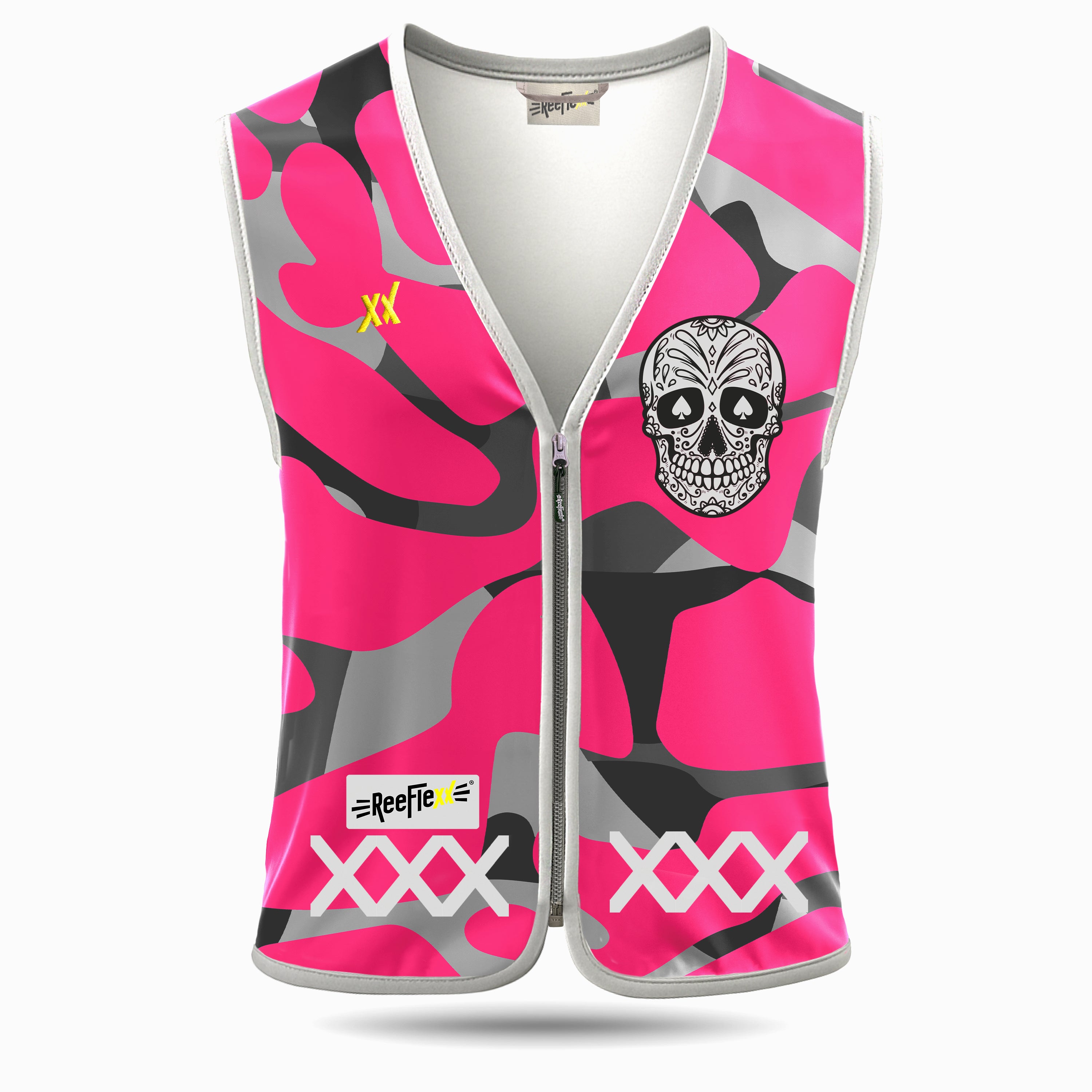 Pink Camou Skull - Kinderwarnweste