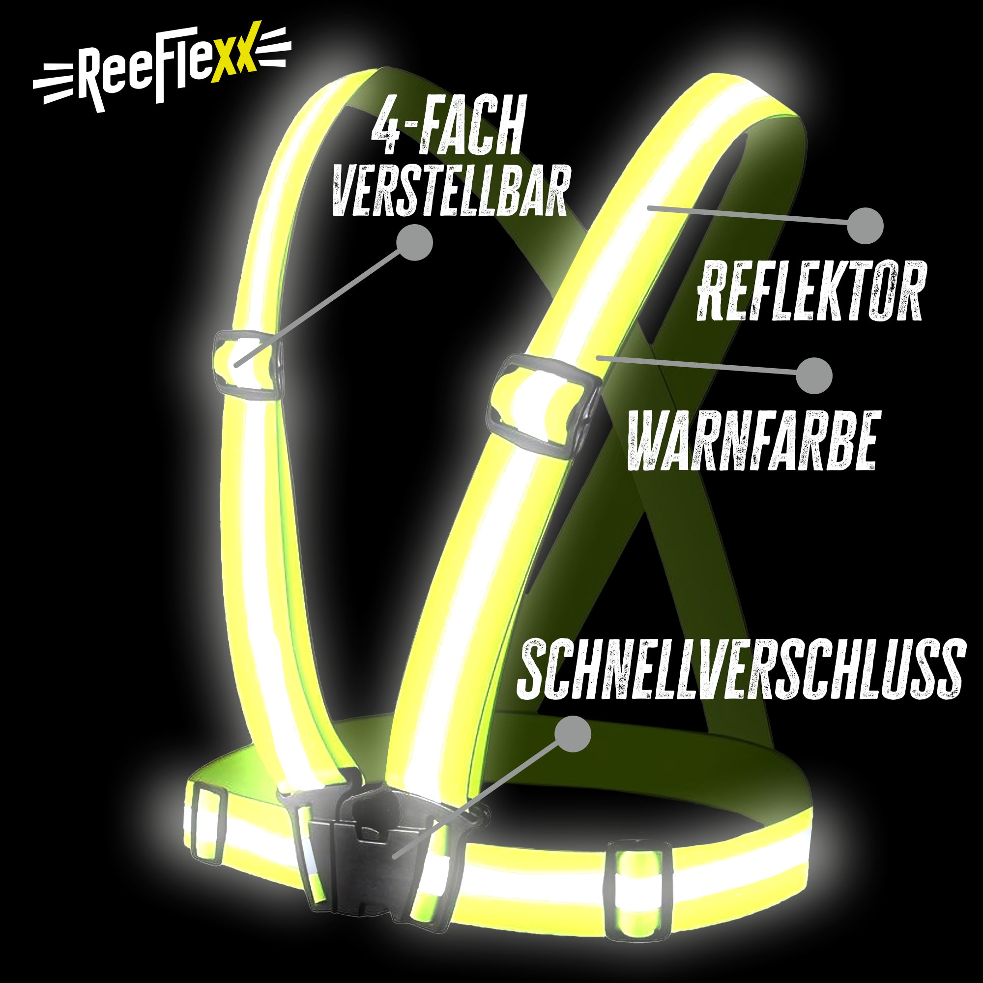 Reflektorgurt - neon gelb - reflektierend - für Kinder