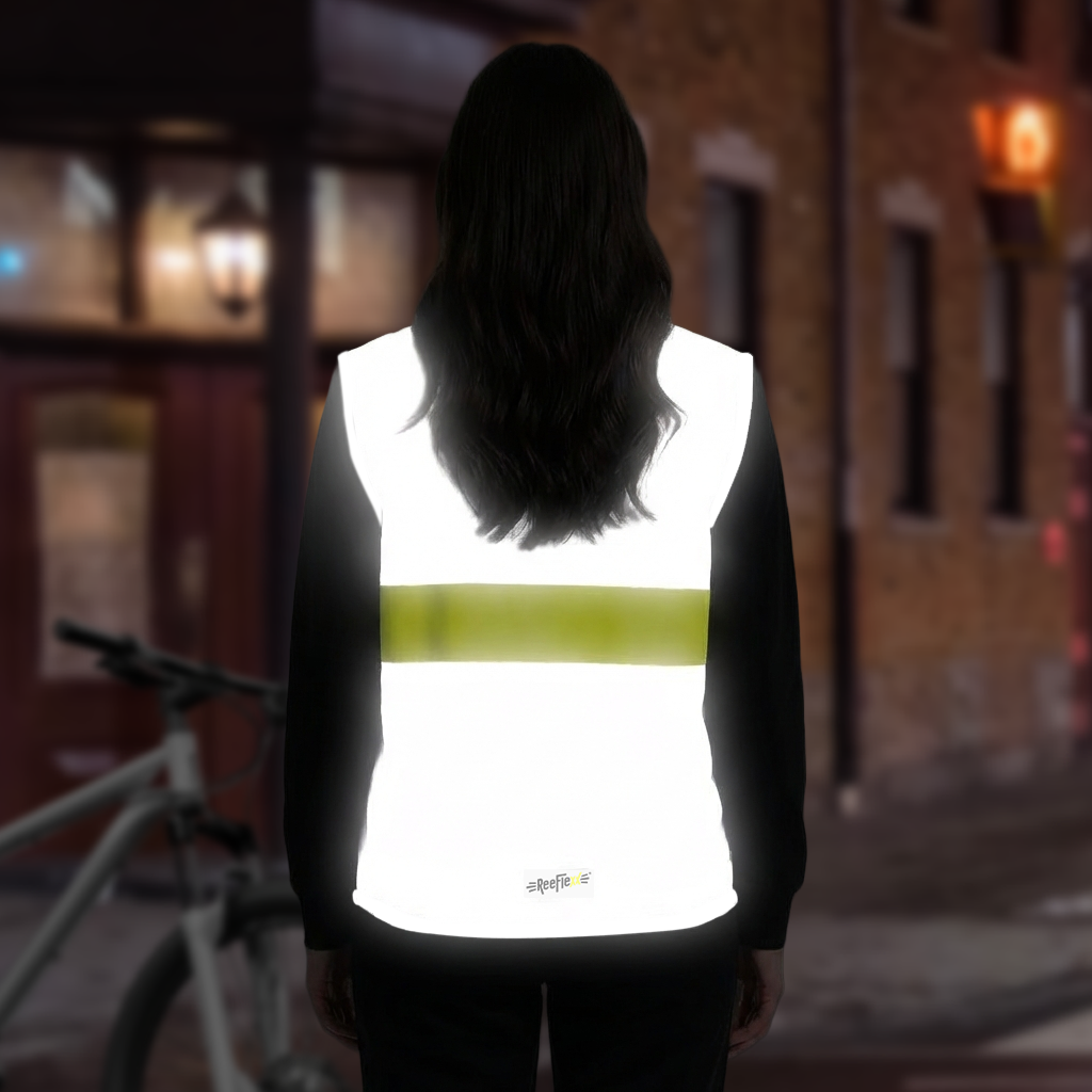 Silver Yellow Stripe Ladies - Damenwarnweste