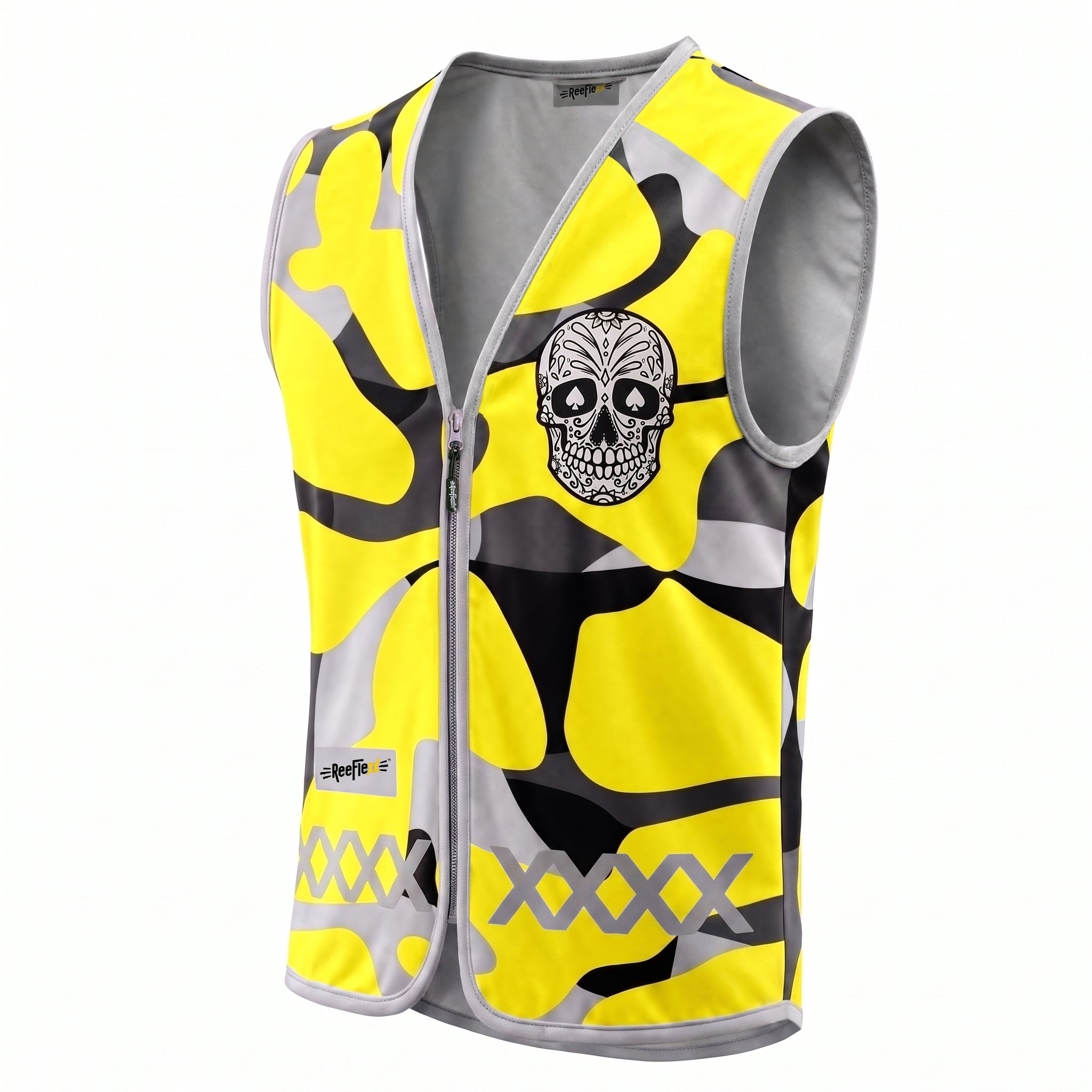 Yellow Camou Skull - Herrenwarnweste