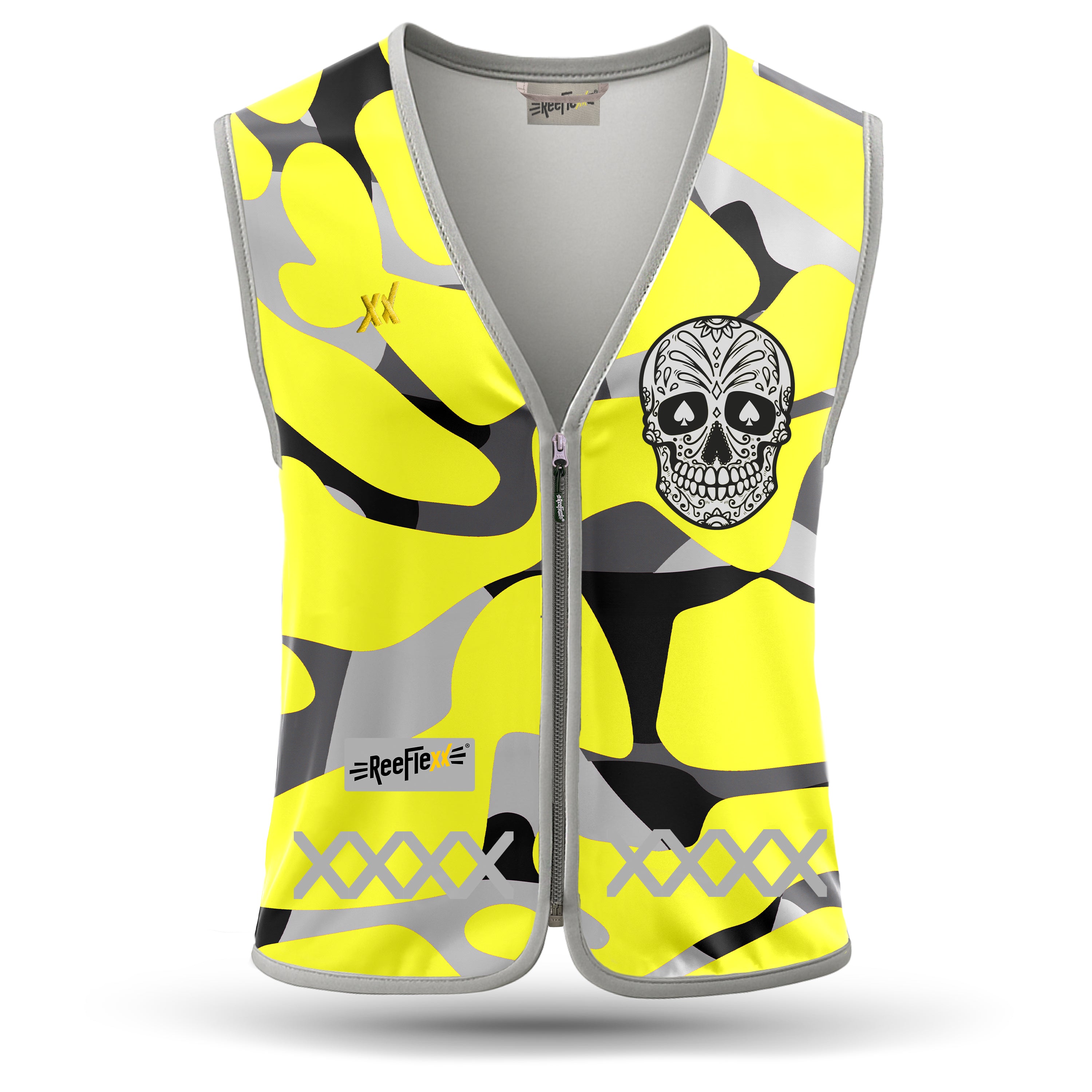 Yellow Camou Skull - Herrenwarnweste