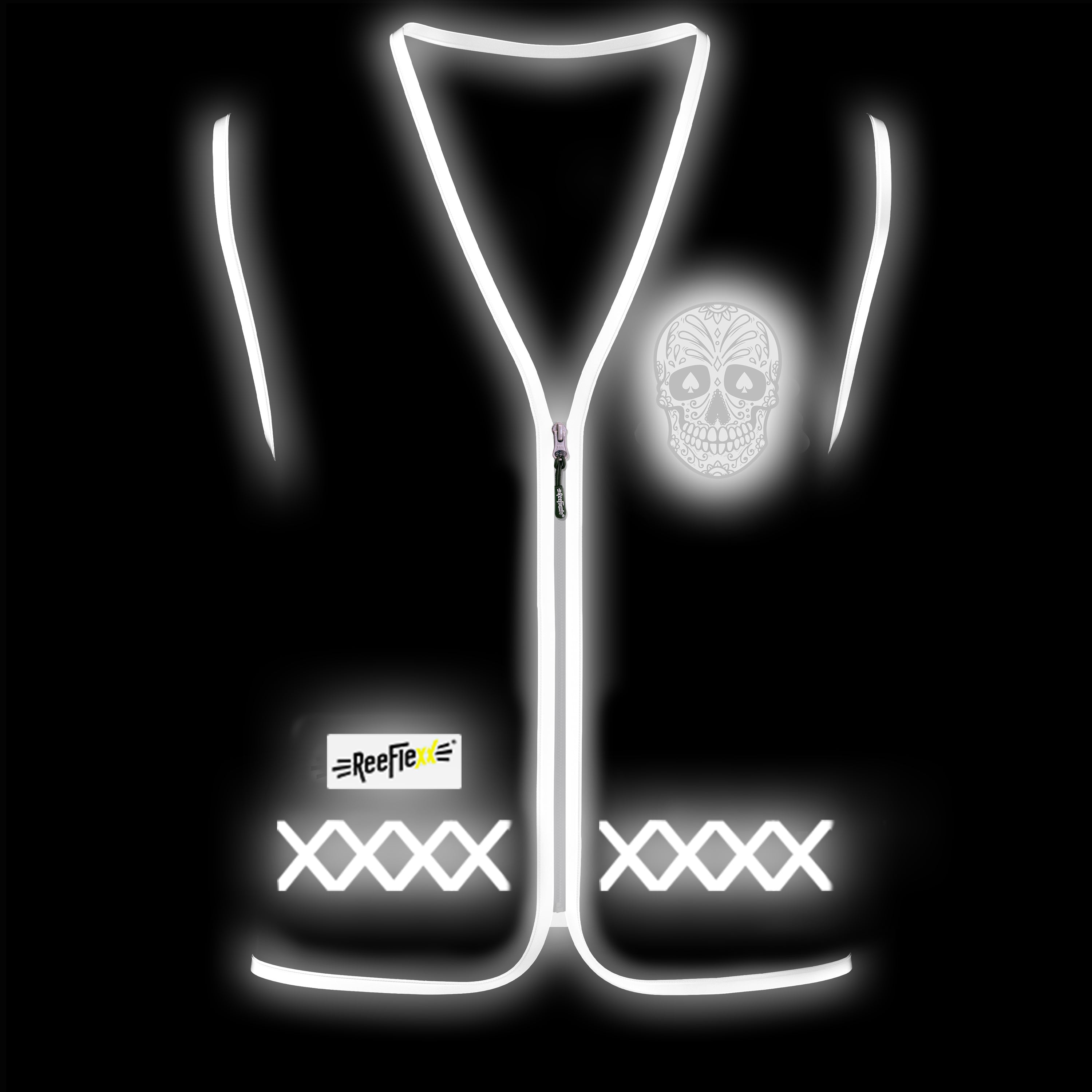 Orange Camou Skull - Herrenwarnweste