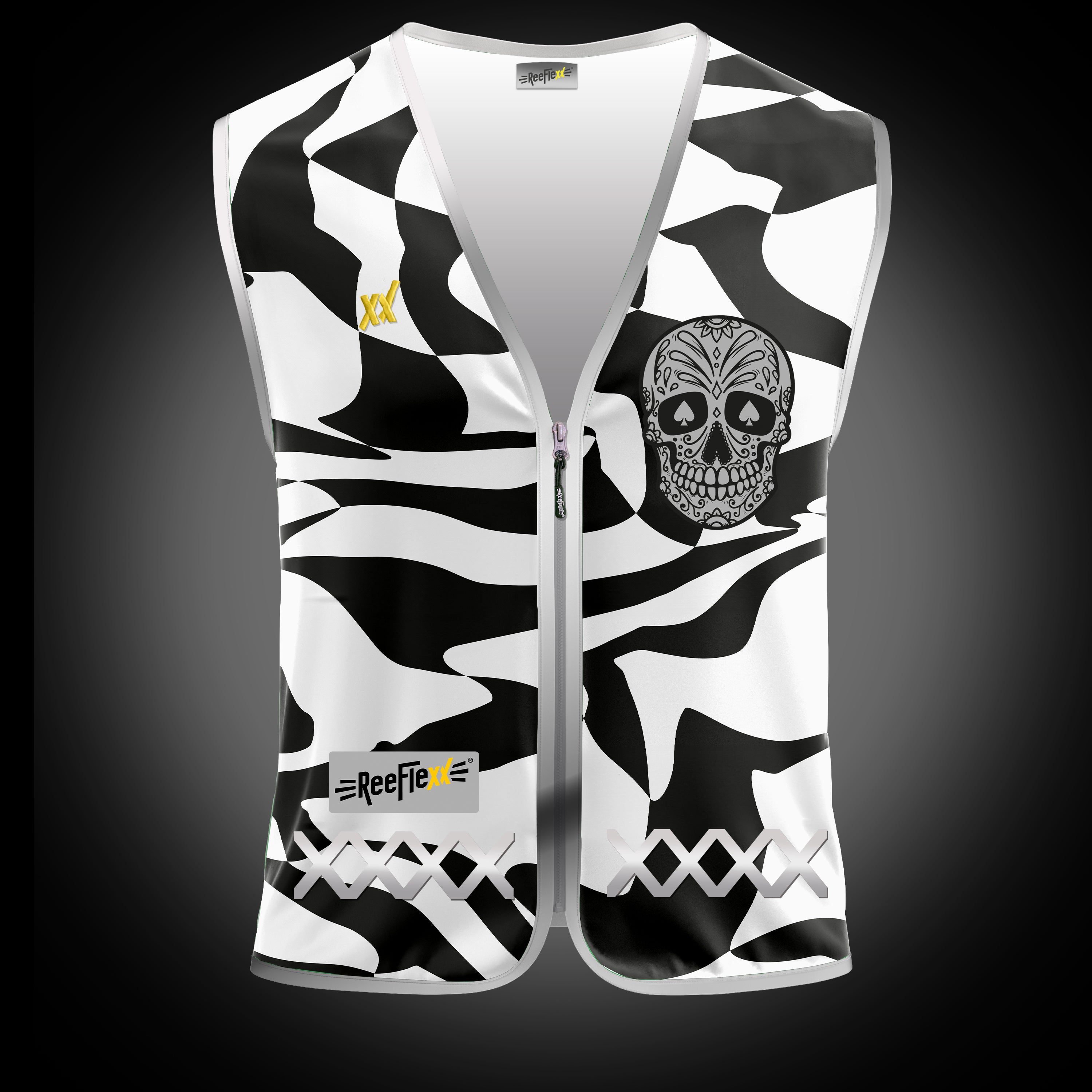 Black White Skull - Herrenwarnweste