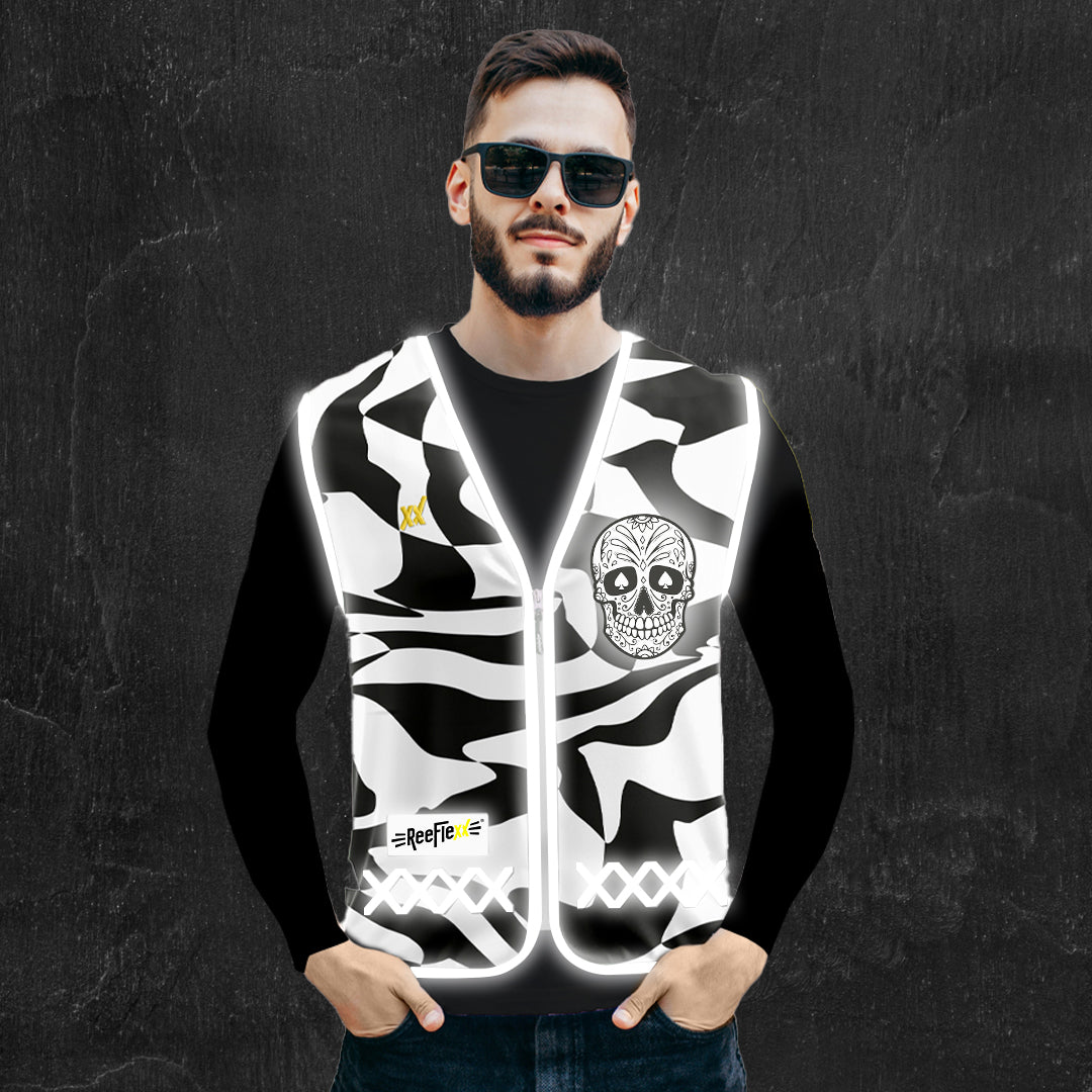 Black White Skull - Herrenwarnweste