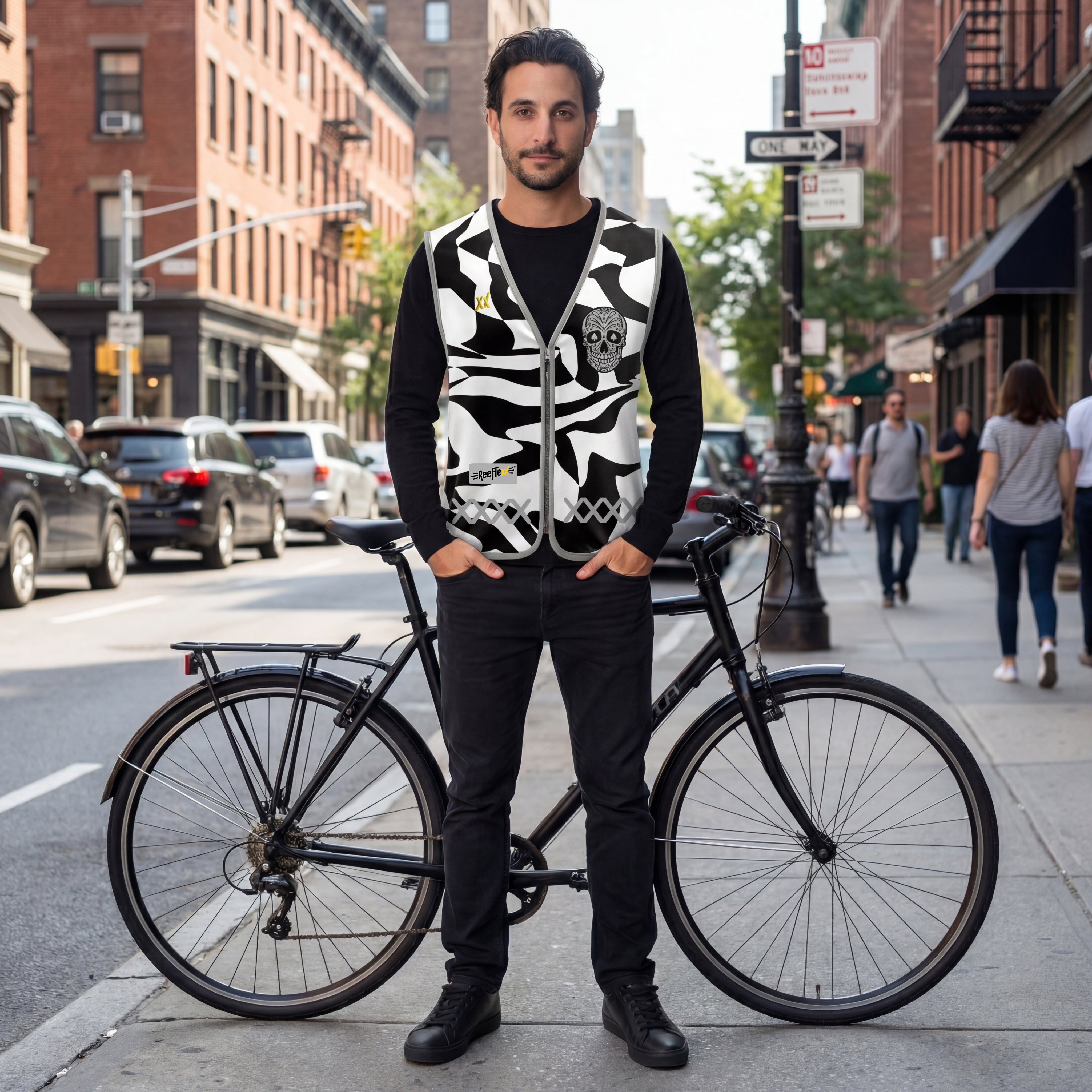 Black White Skull - Herrenwarnweste