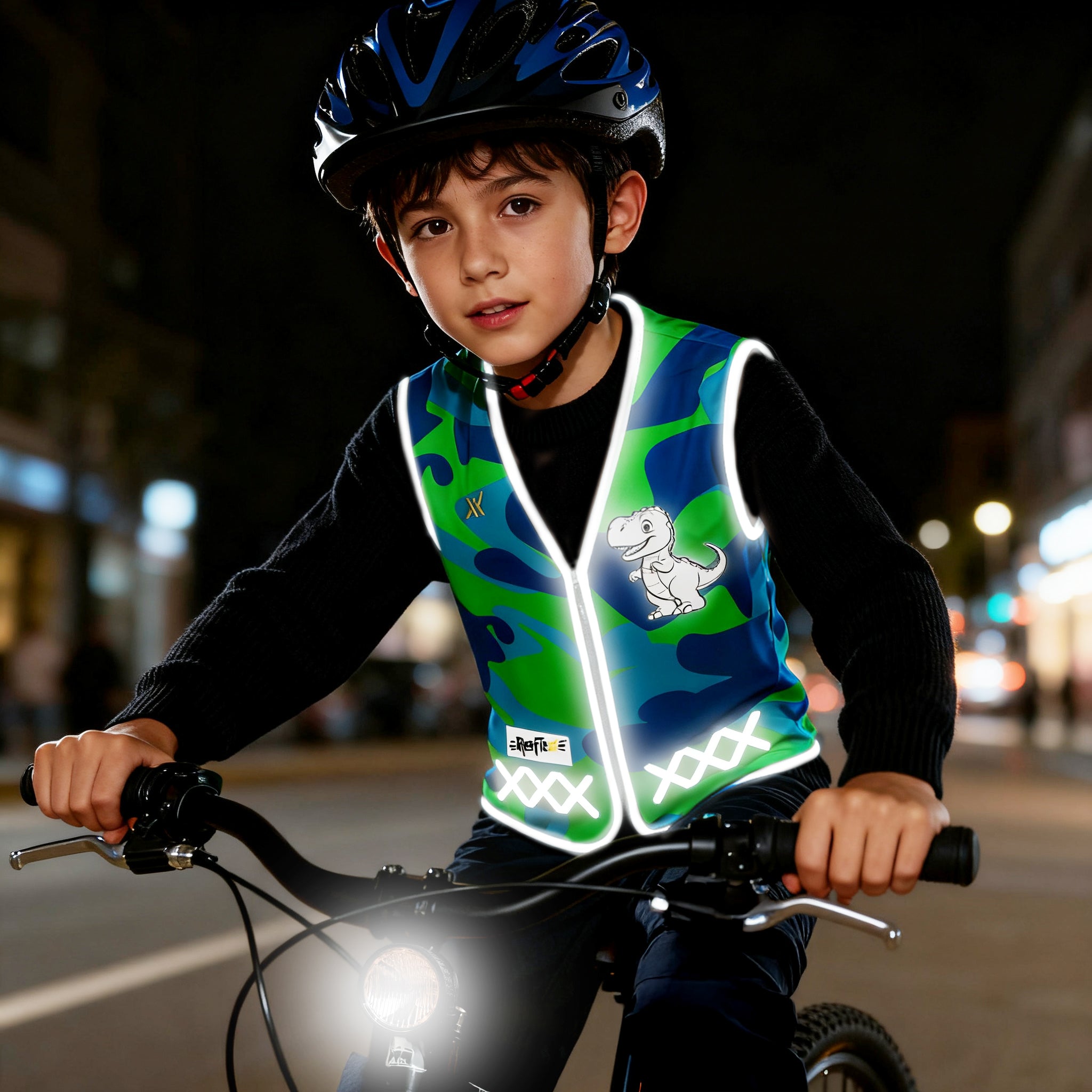 Blue Camou Dino - Kinderwarnweste