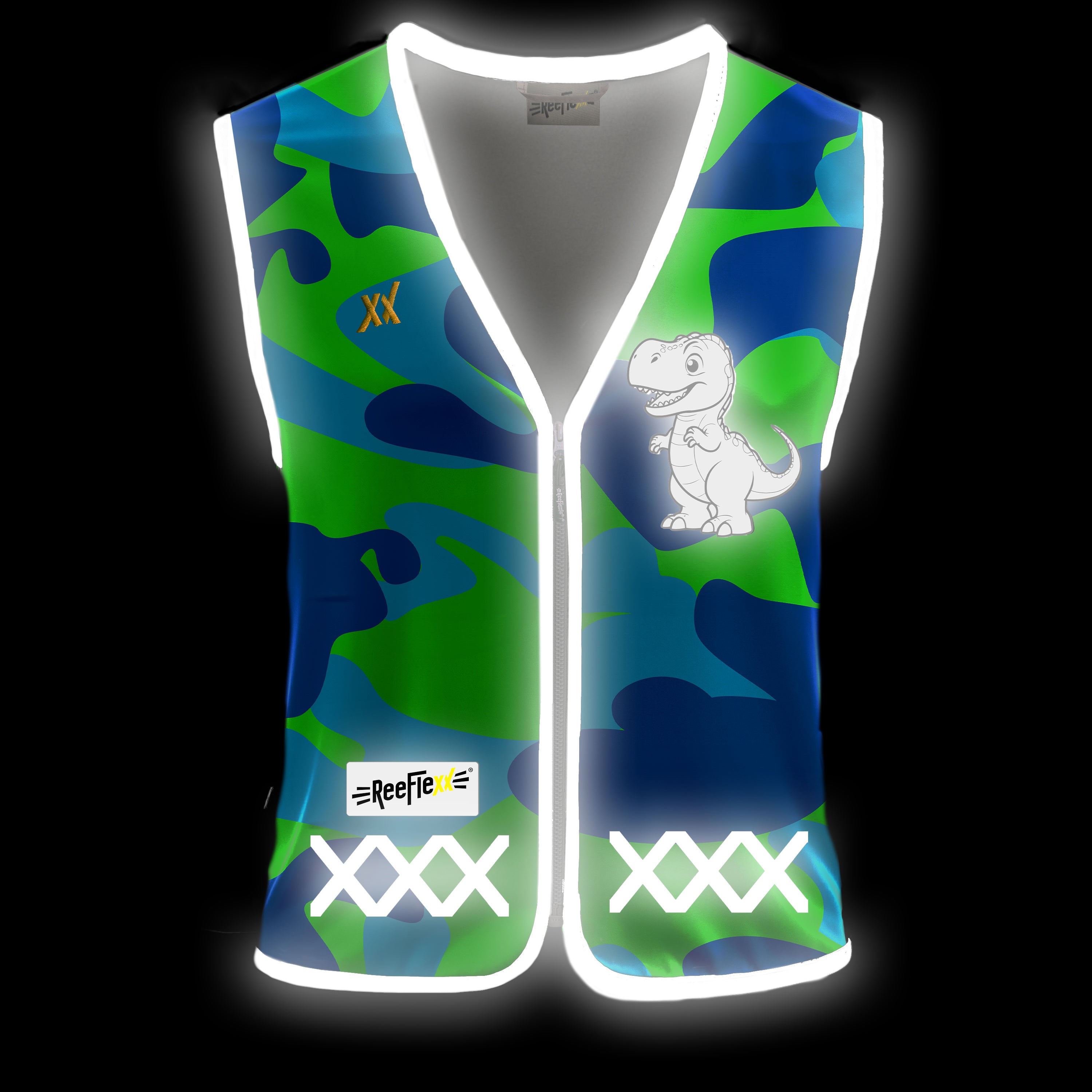 Blue Camou Dino - Kinderwarnweste