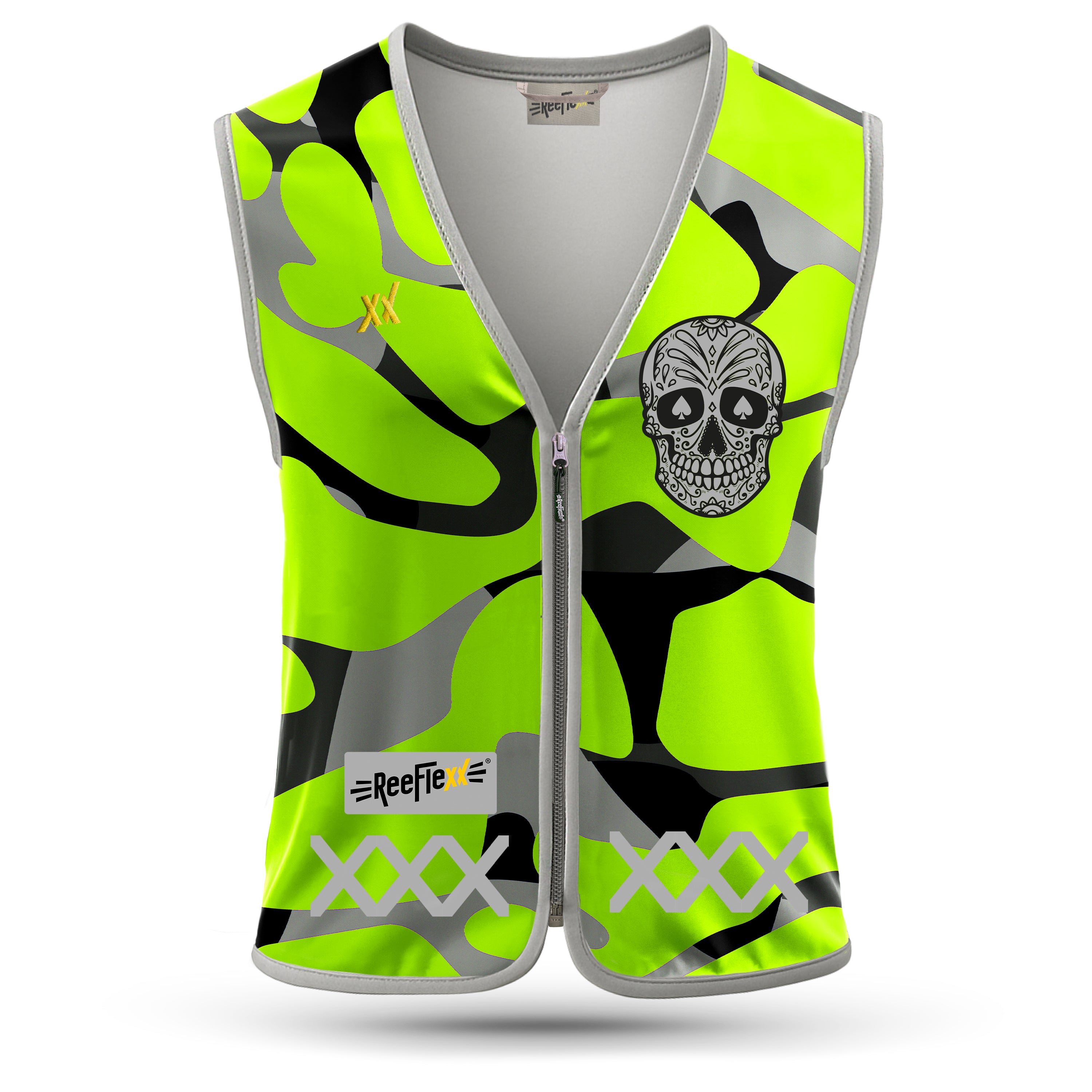 Green Camou Skull - Kinderwarnweste