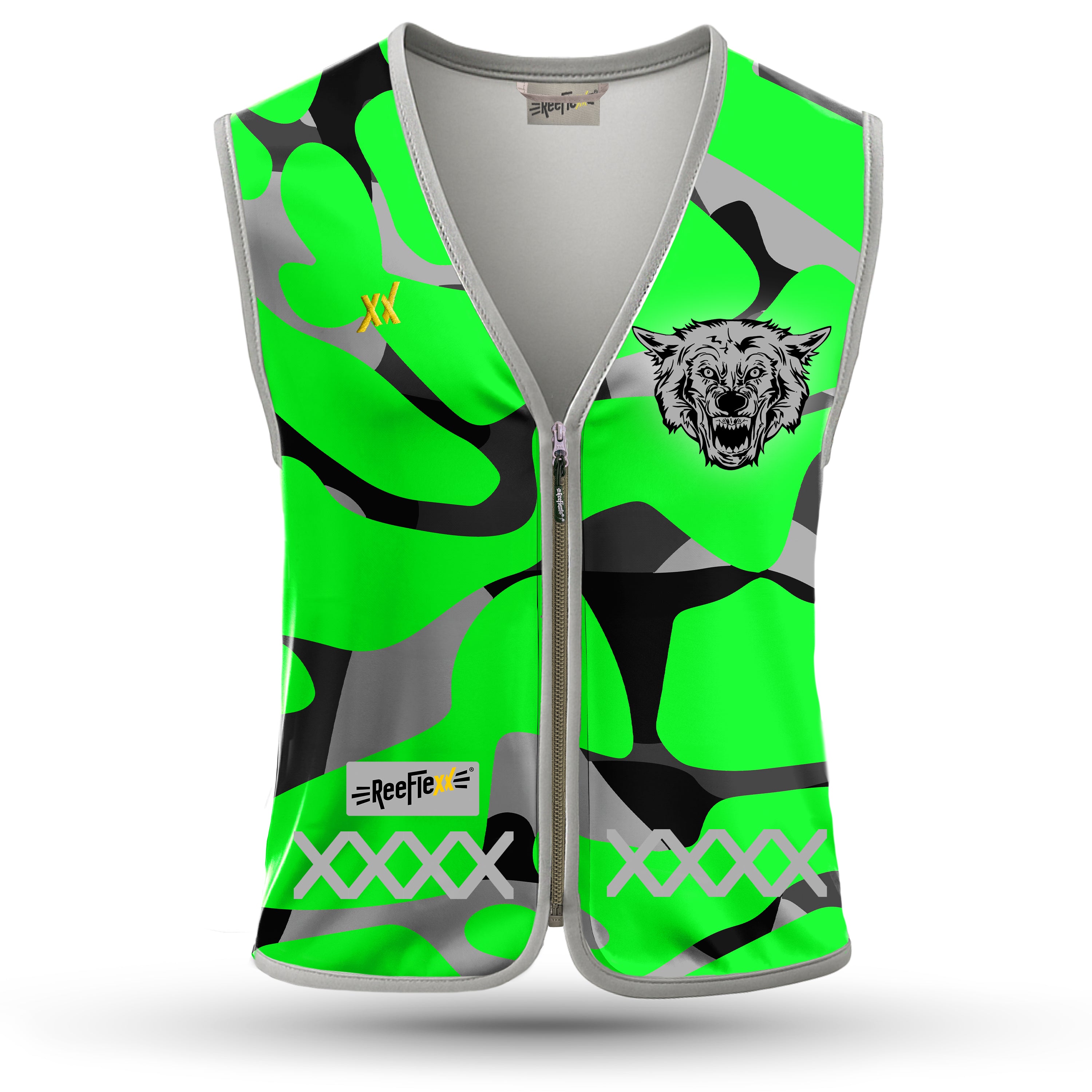 Green Camou Wolf - Herrenwarnweste