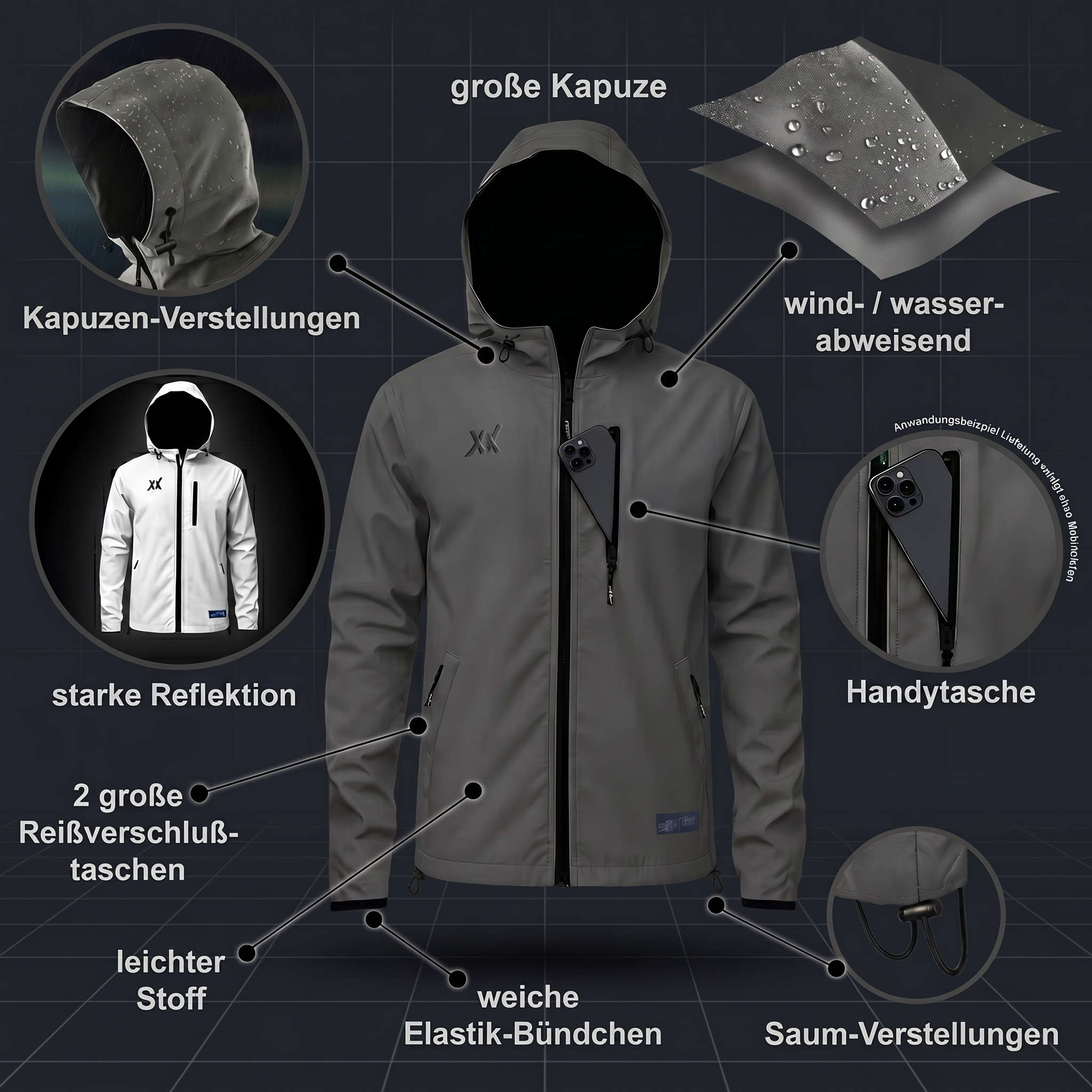 "Anthracite Glow" vollreflektierende Jacke - Men