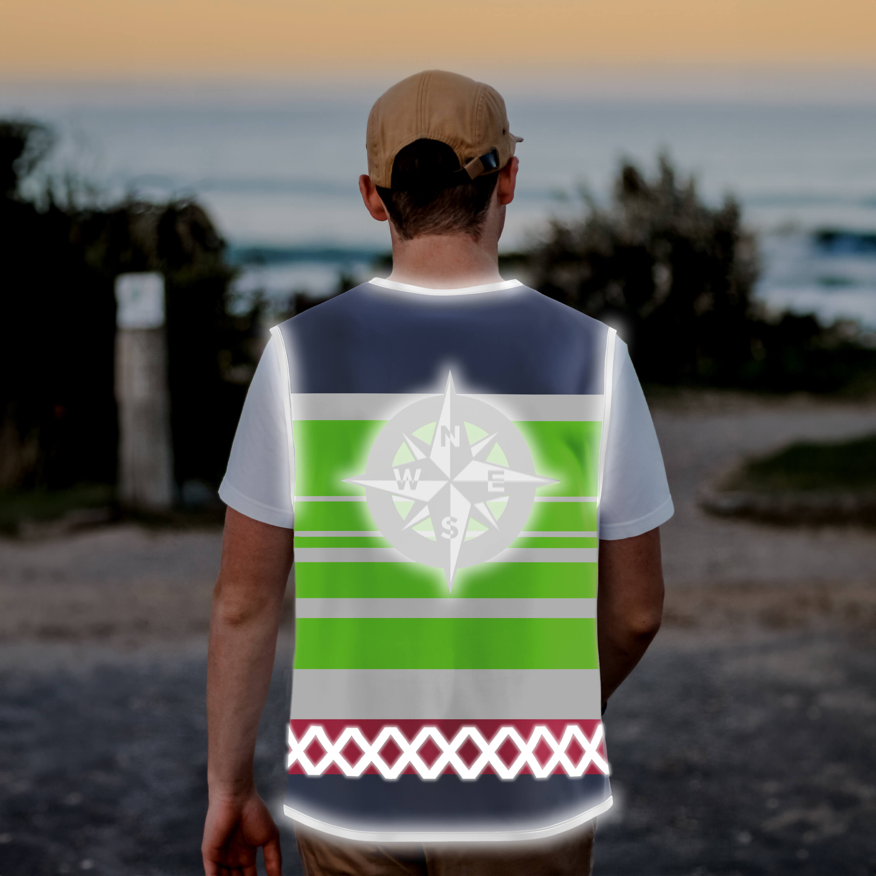 Green Nautic Compass - Herrenwarnweste
