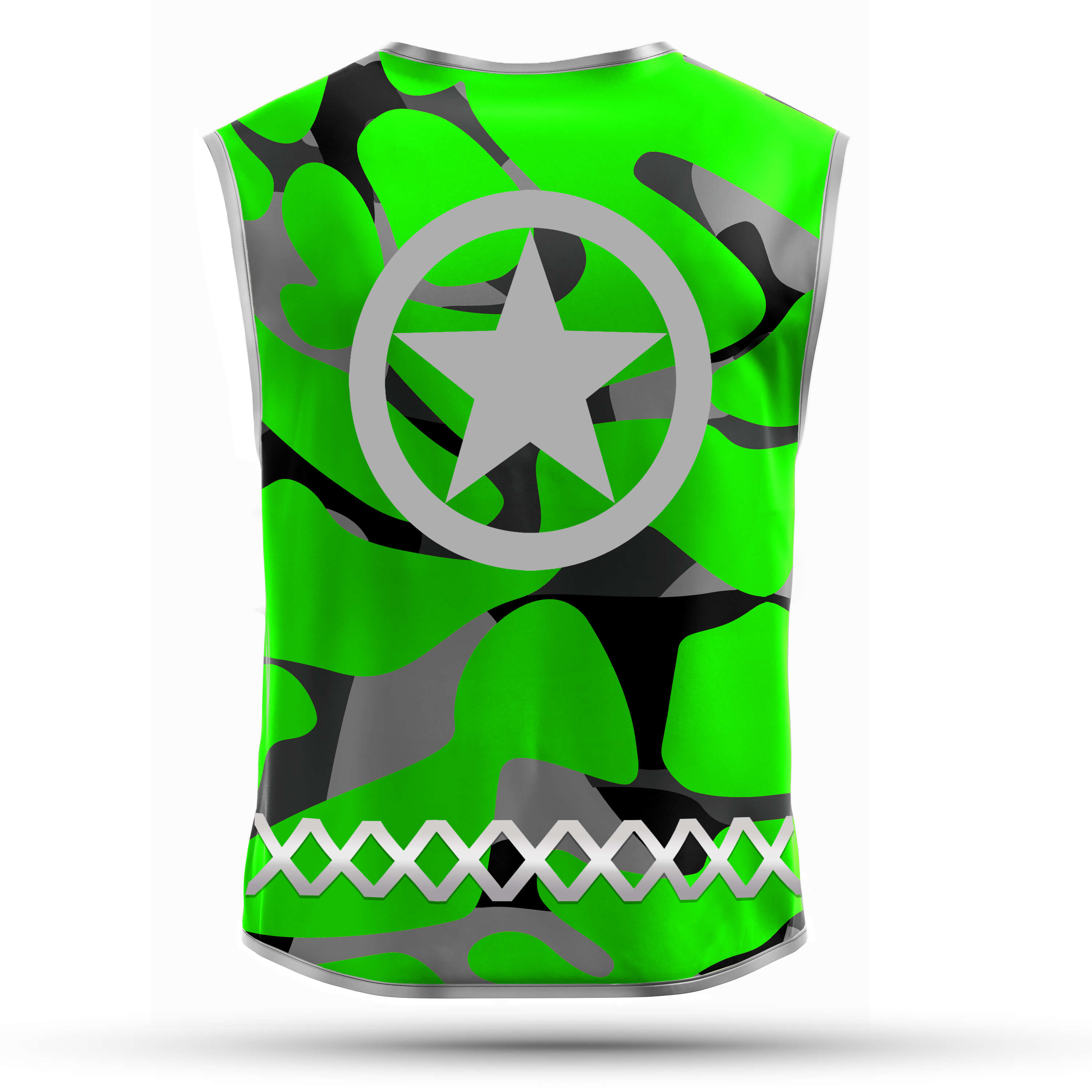 Green Camou Star - Herrenwarnweste