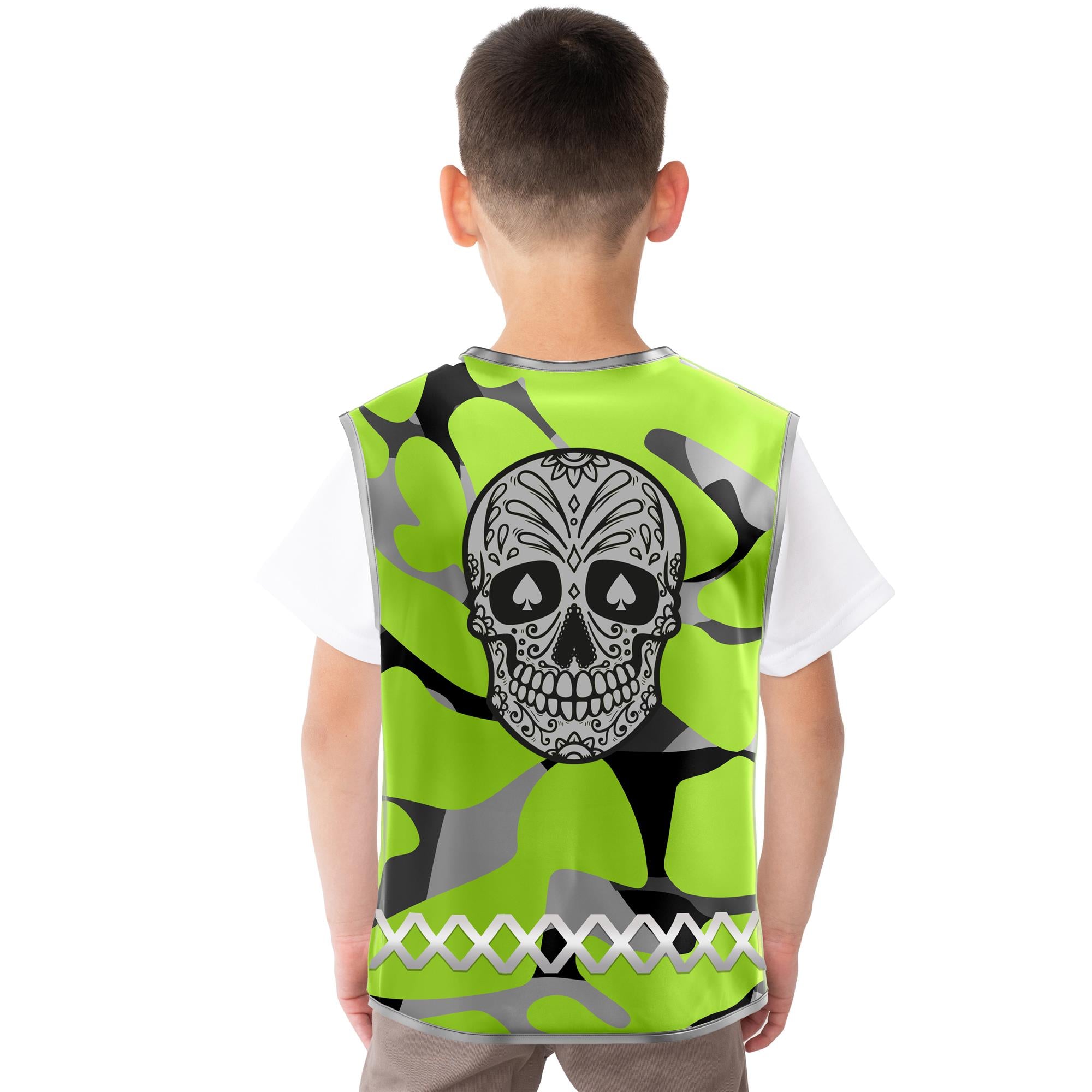 Green Camou Skull - Kinderwarnweste