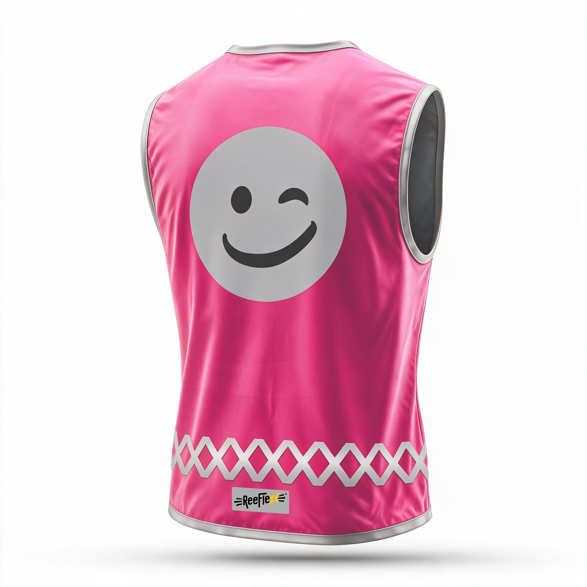 Solid Pink Smiley - Kinderwarnweste