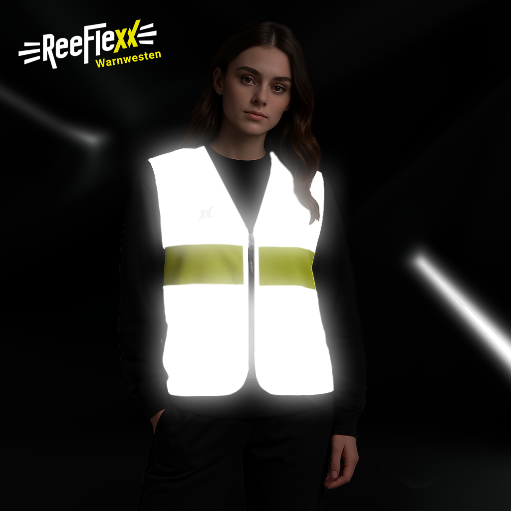 Silver Yellow Stripe Ladies - Damenwarnweste