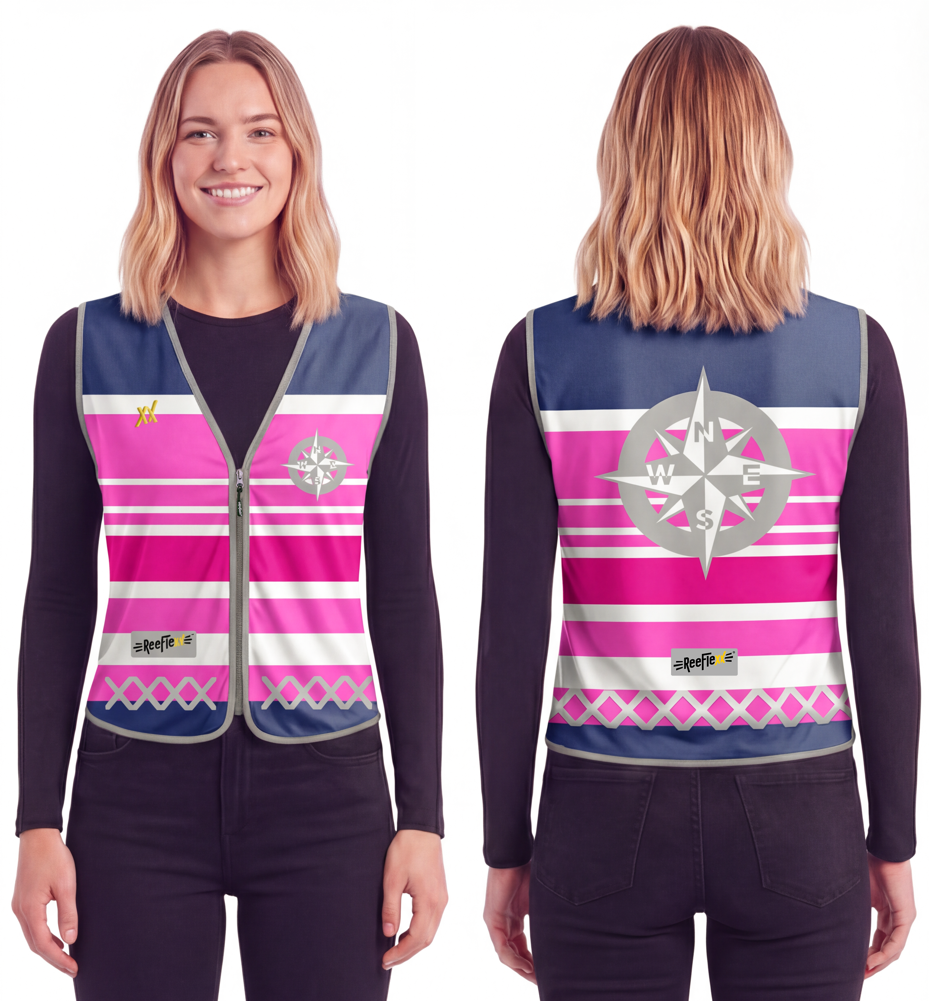 Pink Nautic Compass - Damenwarnweste