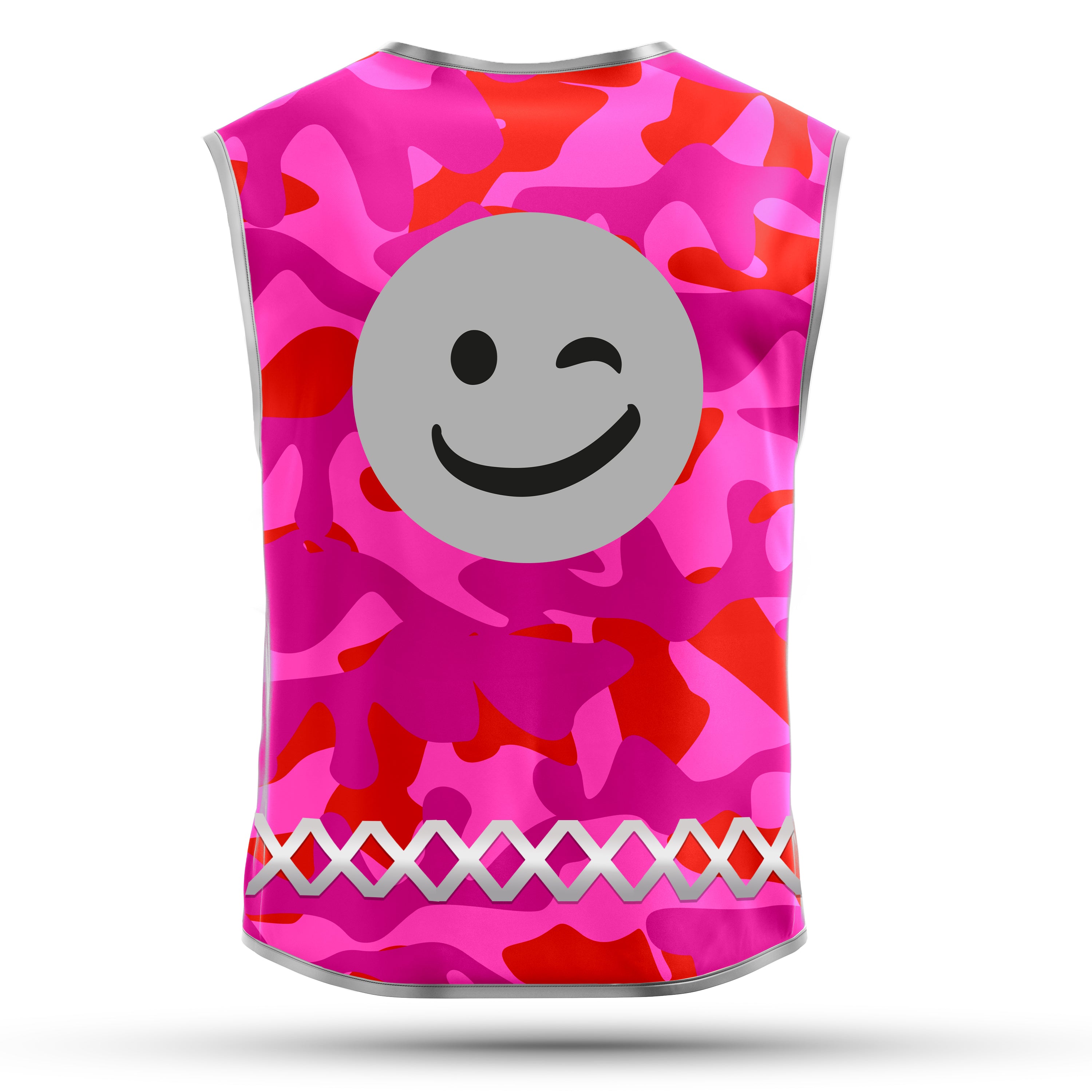 Pink Camou Smiley - Kinderwarnweste