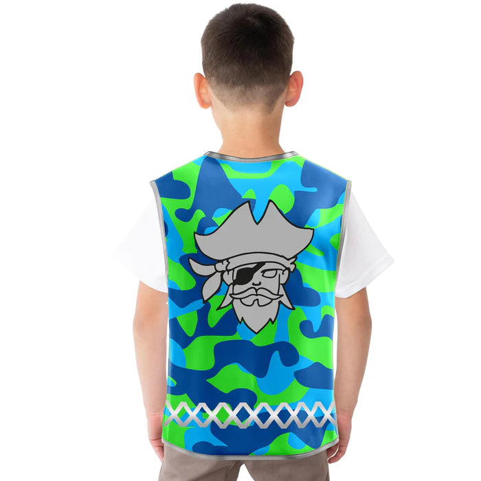 Blue Camou Pirate - Kinderwarnweste