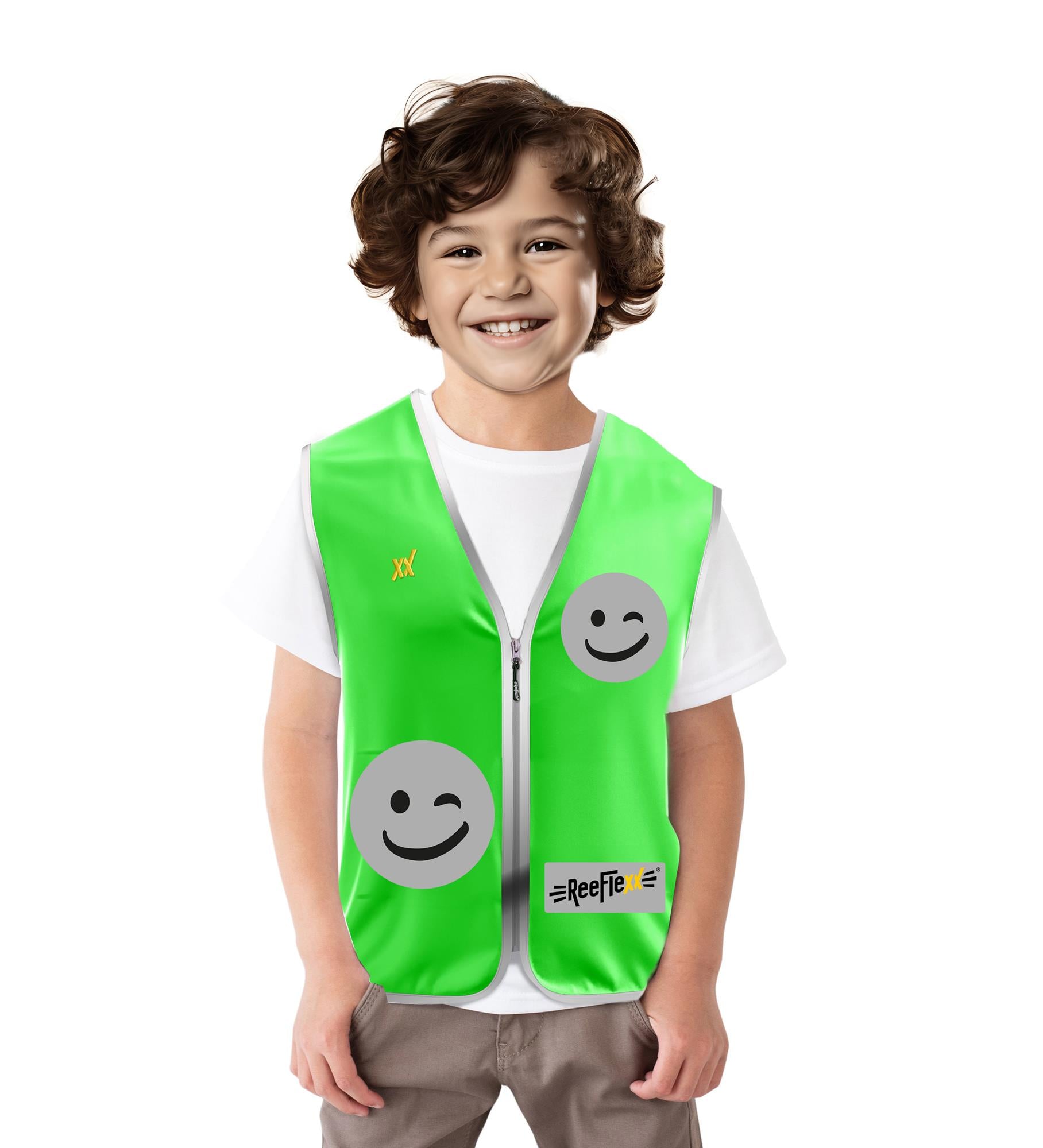Solid Green Smiley - Kinderwarnweste