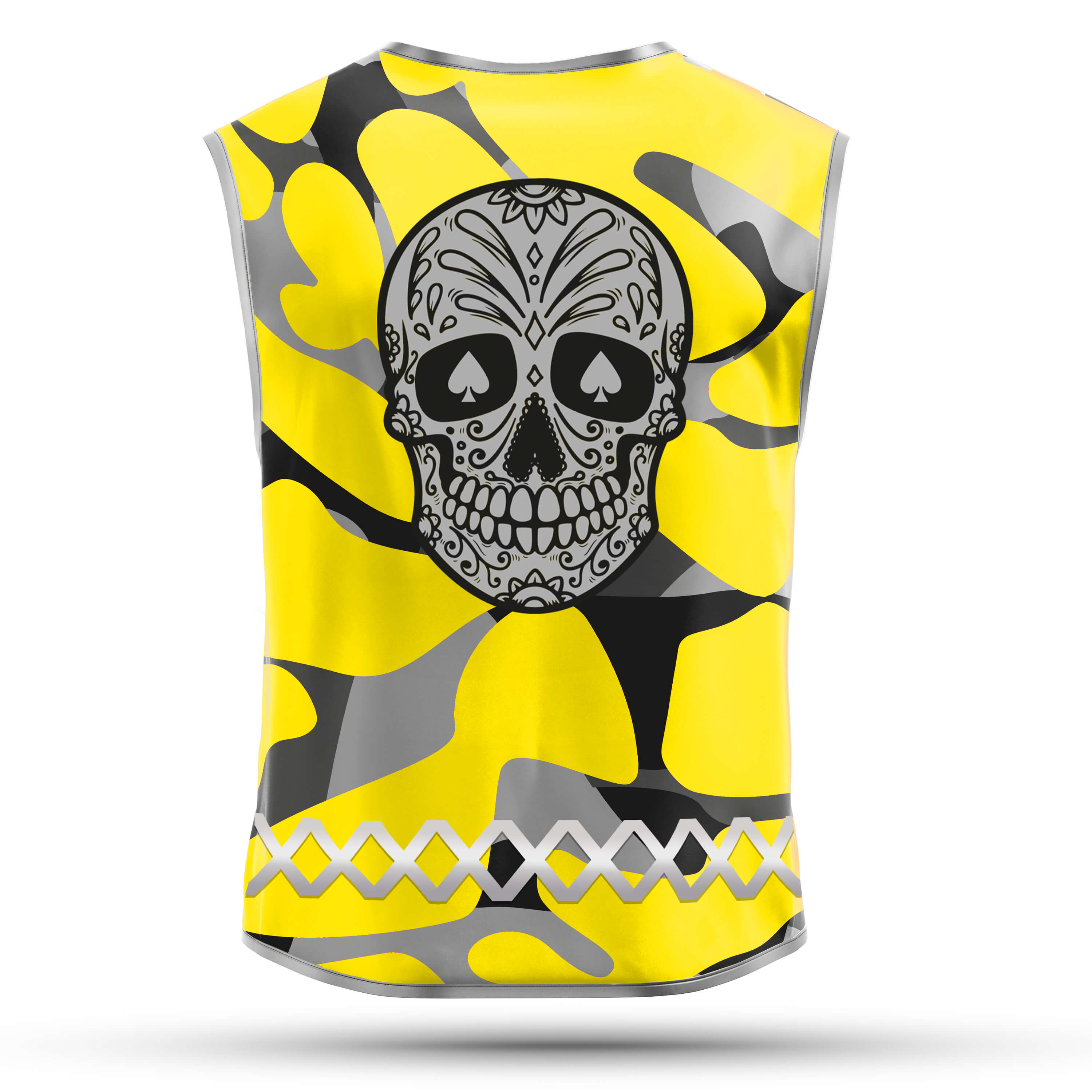 Yellow Camou Skull - Herrenwarnweste