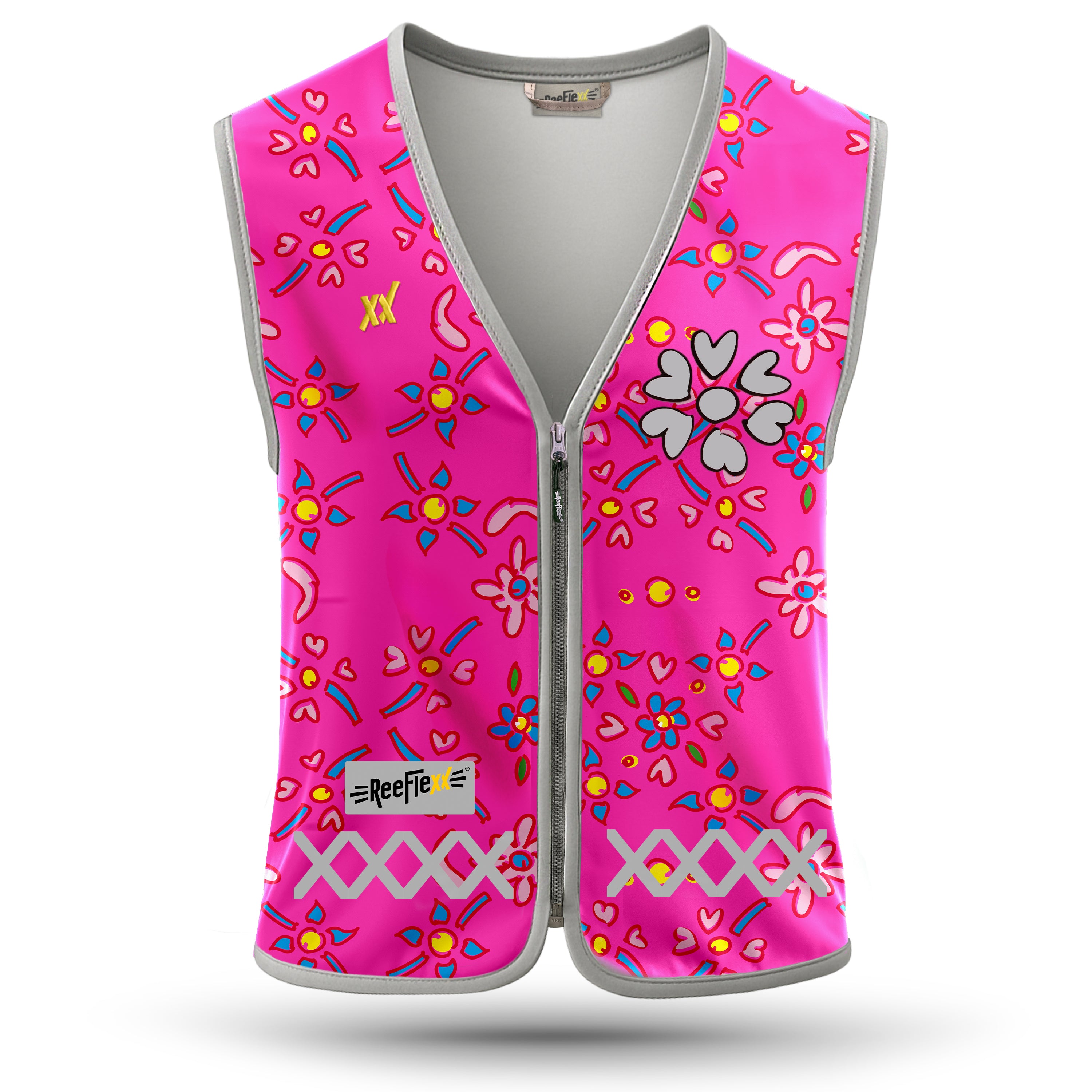 Pink Flower Hearts - Kinderwarnweste
