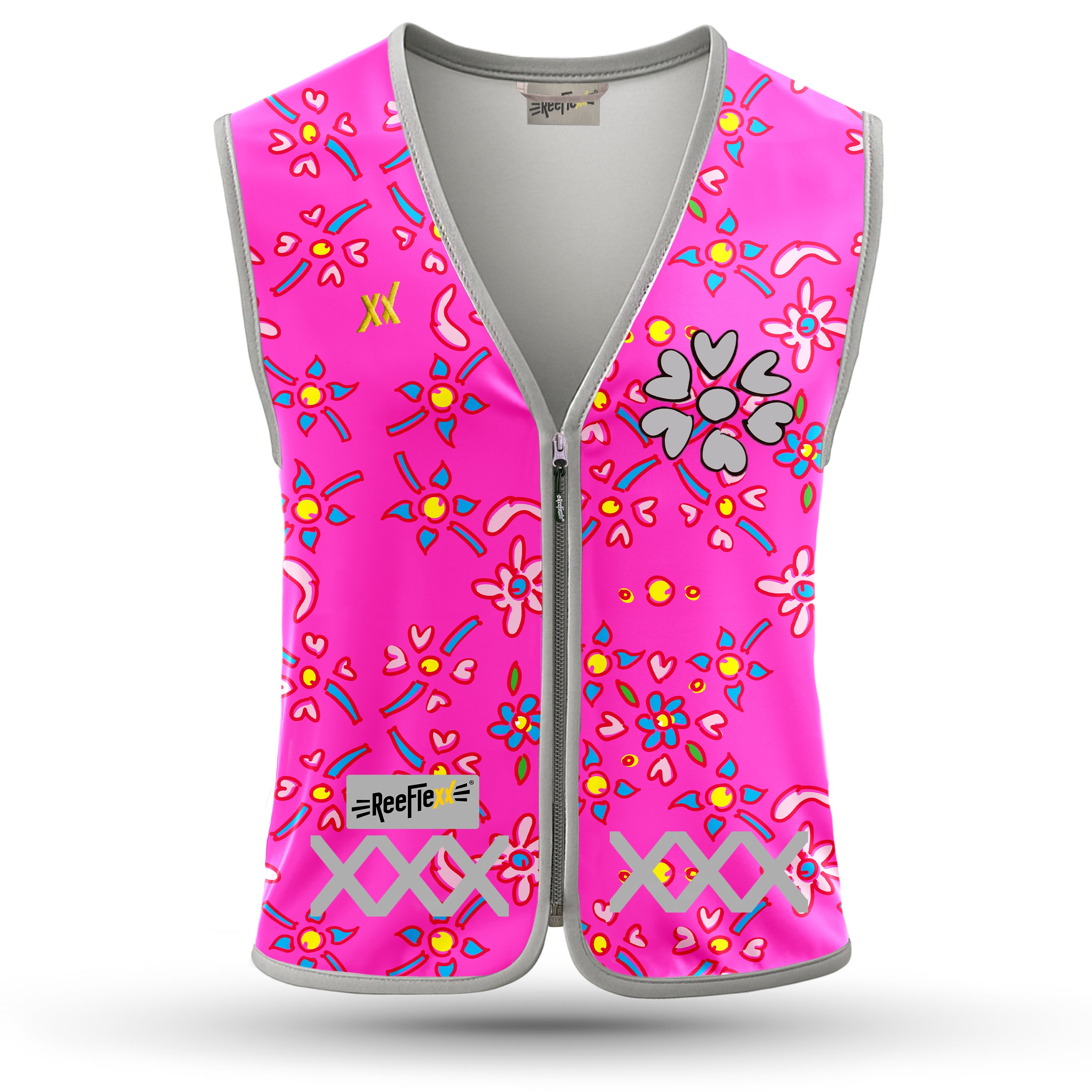 Pink Flower Hearts - Kinderwarnweste