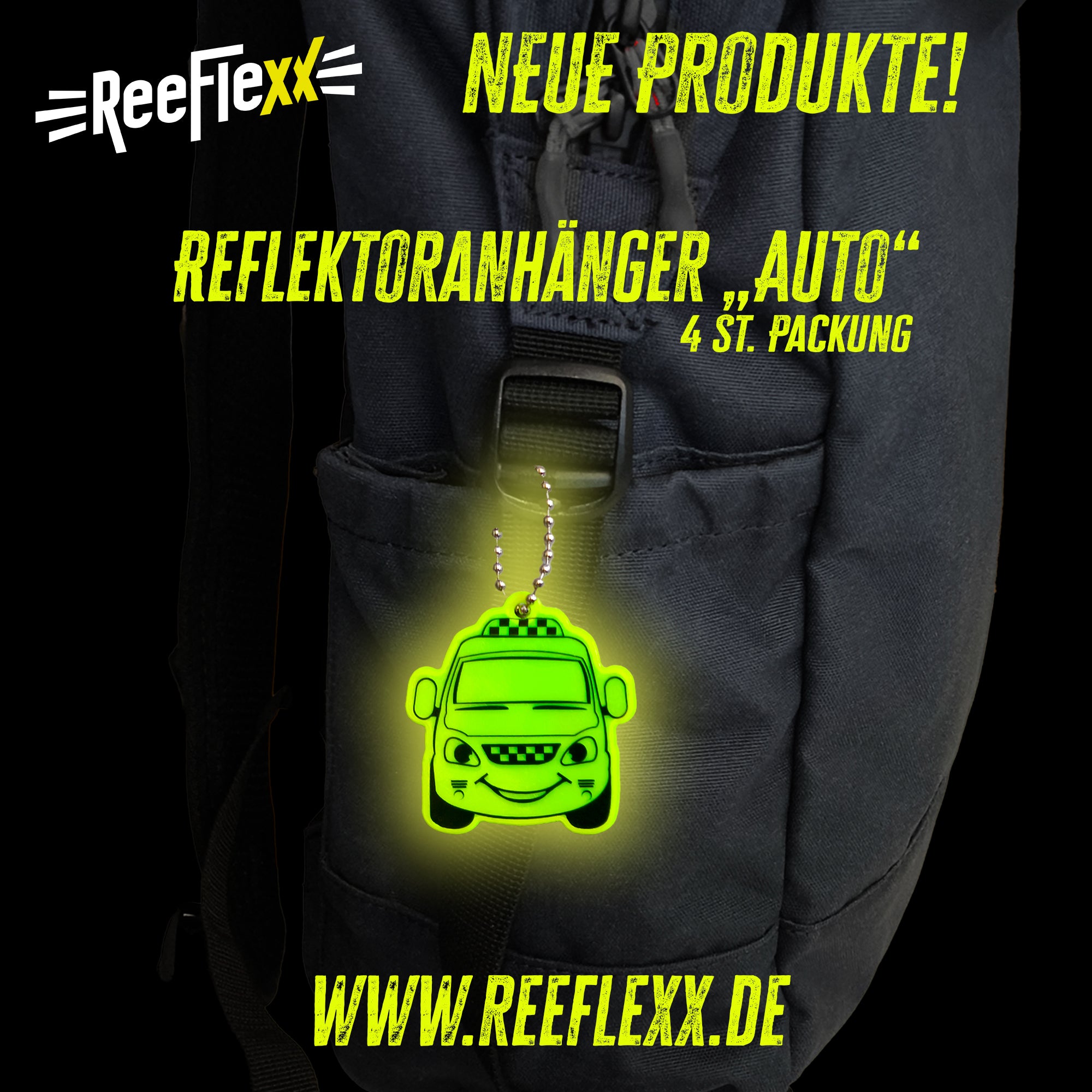 Reflektoranhänger "Auto" - 4 Stück