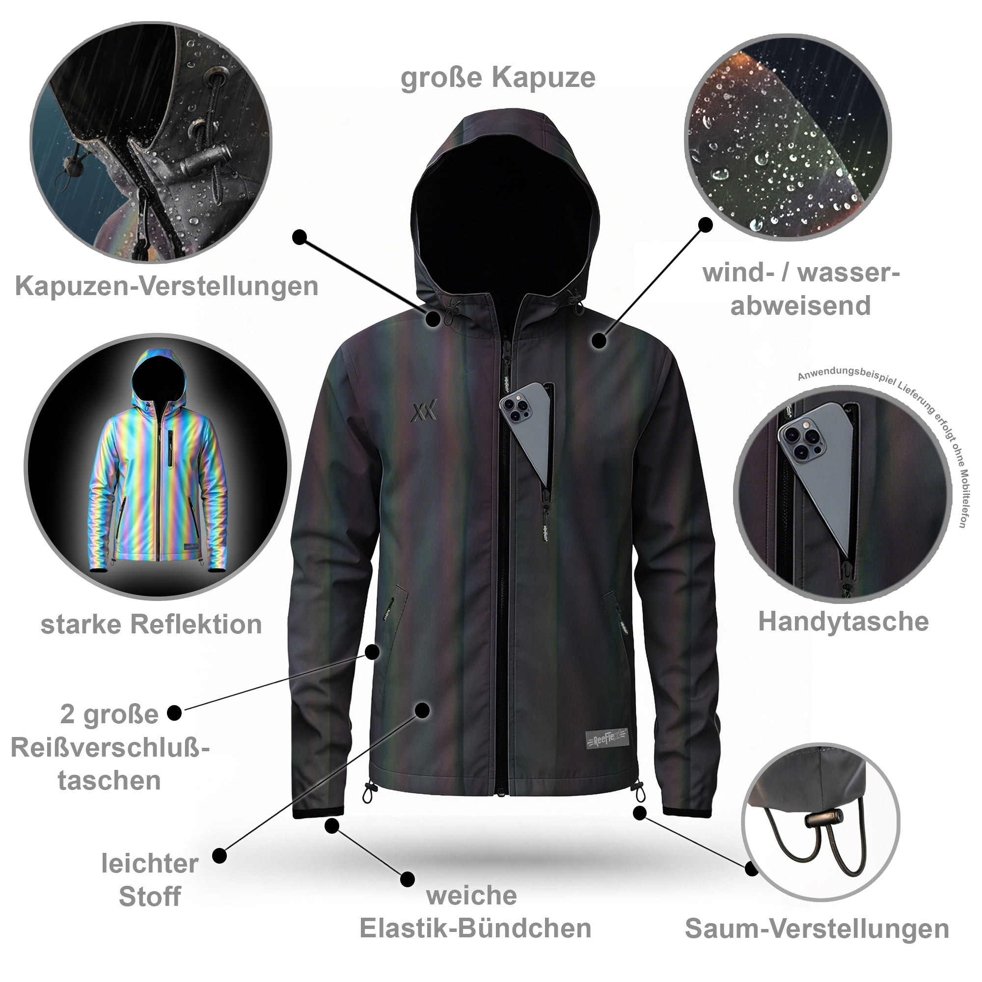 "Black Rainbow" vollreflektierende Jacke  - Ladies