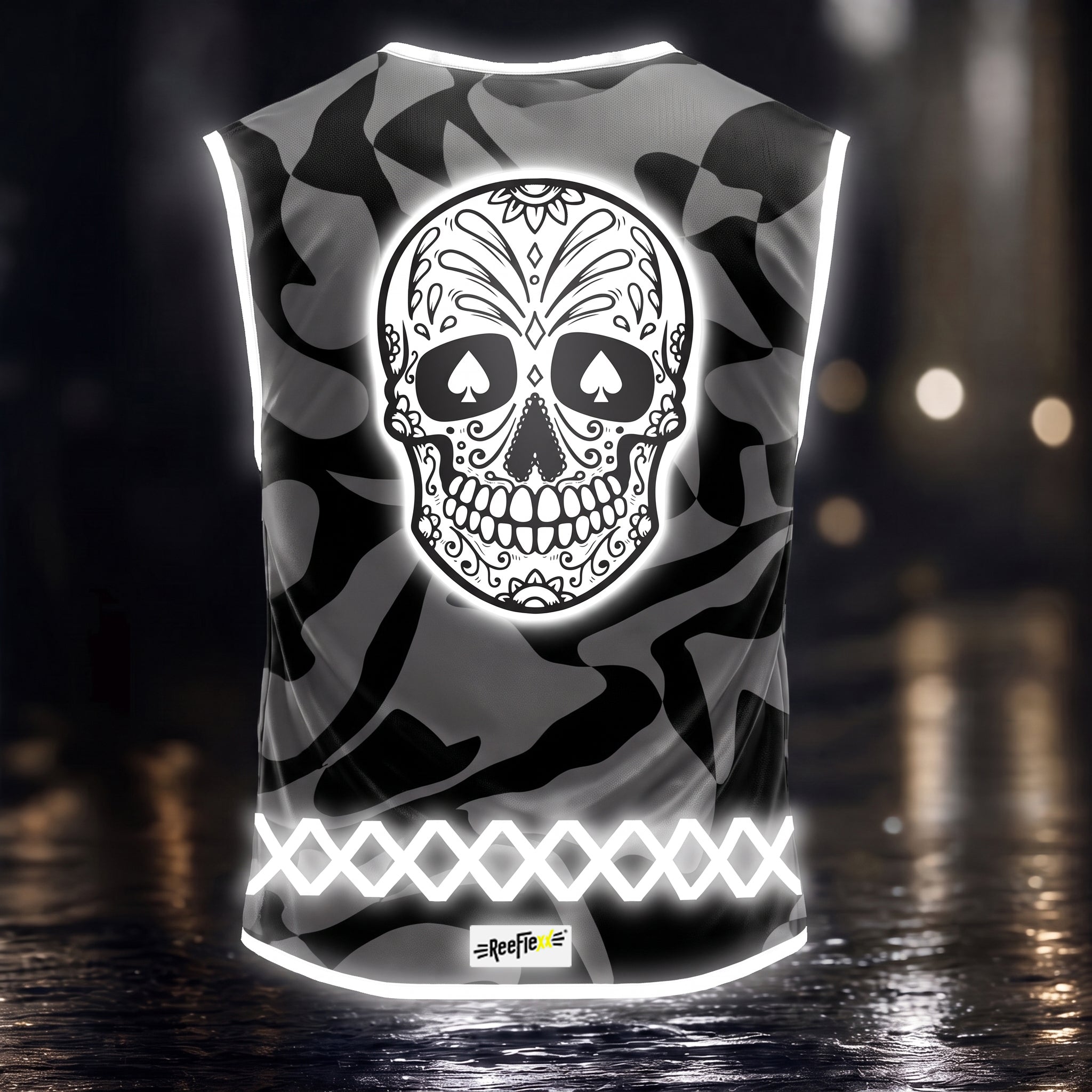 Black White Skull - Herrenwarnweste