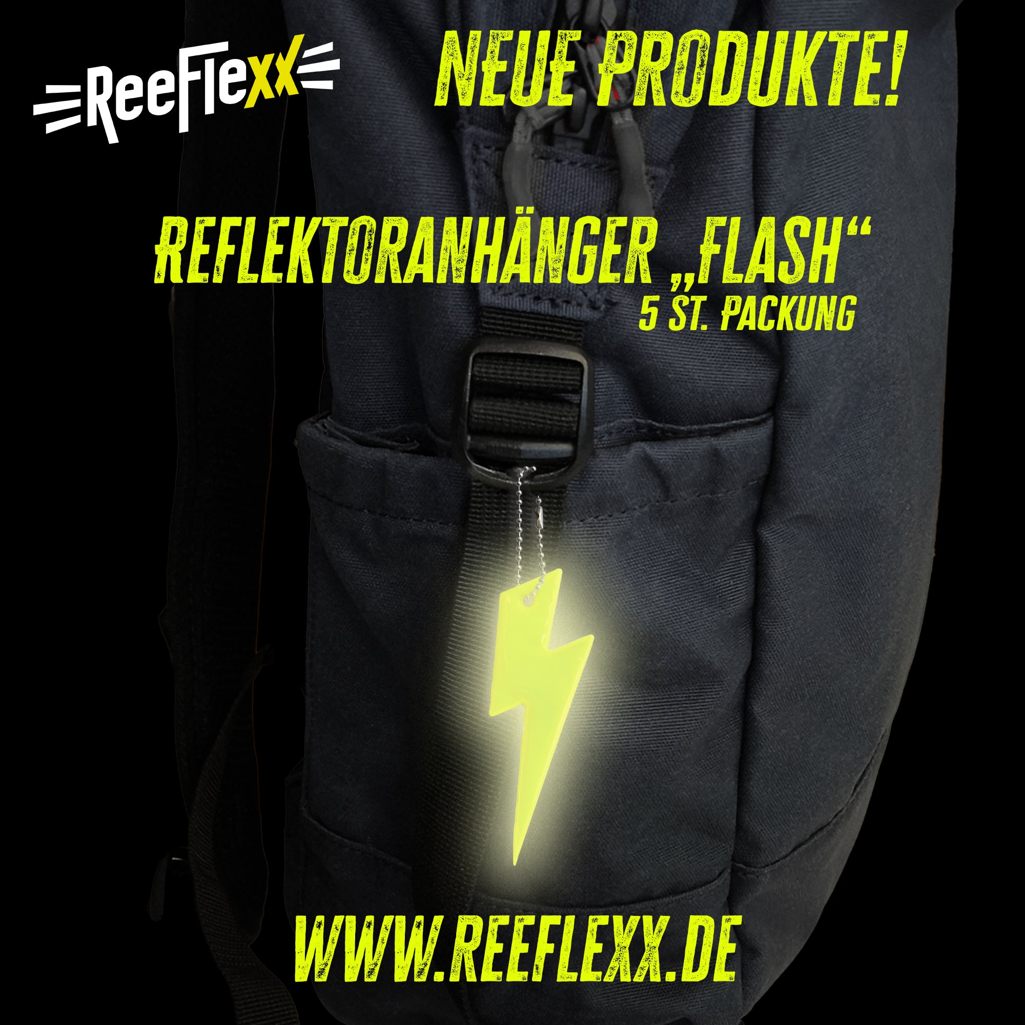 Reflektoranhänger "Flash gelb" - 5 Stück