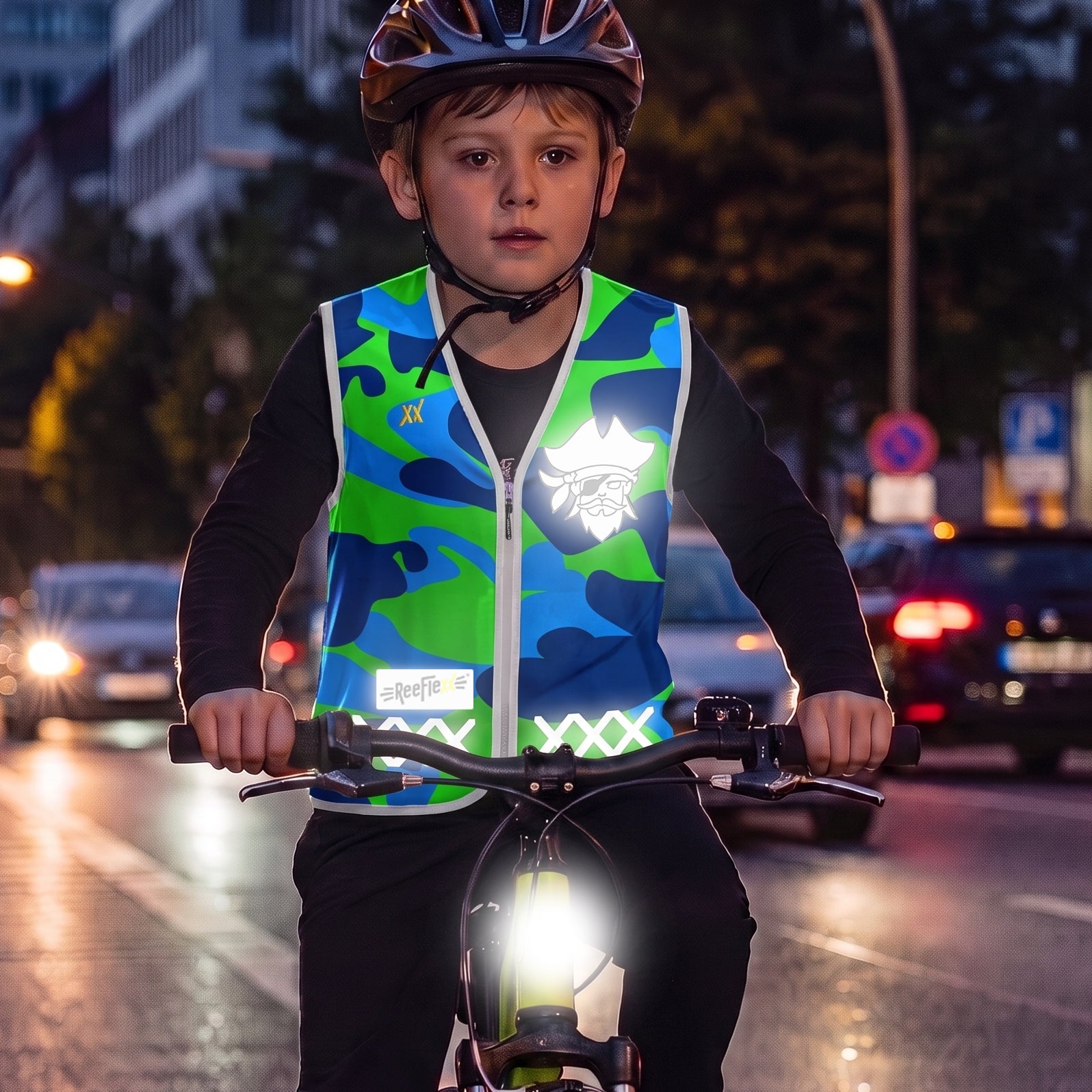 Blue Camou Pirate - Kinderwarnweste