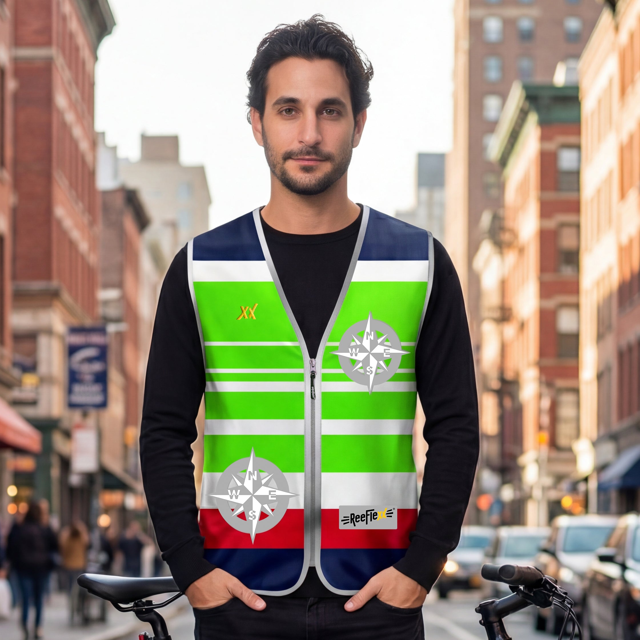 Green Nautic Compass - Herrenwarnweste