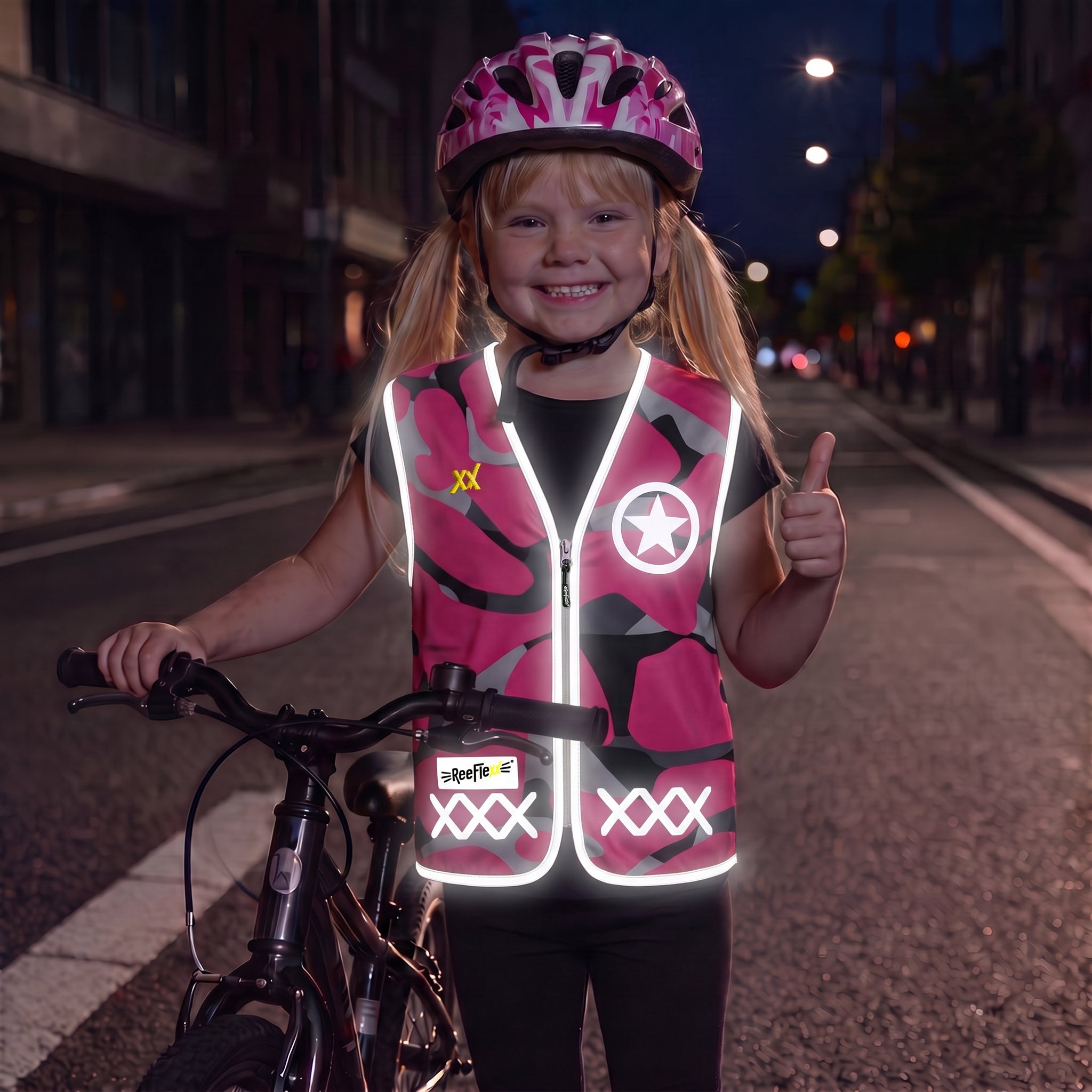 Pink Camou Star - Kinderwarnweste
