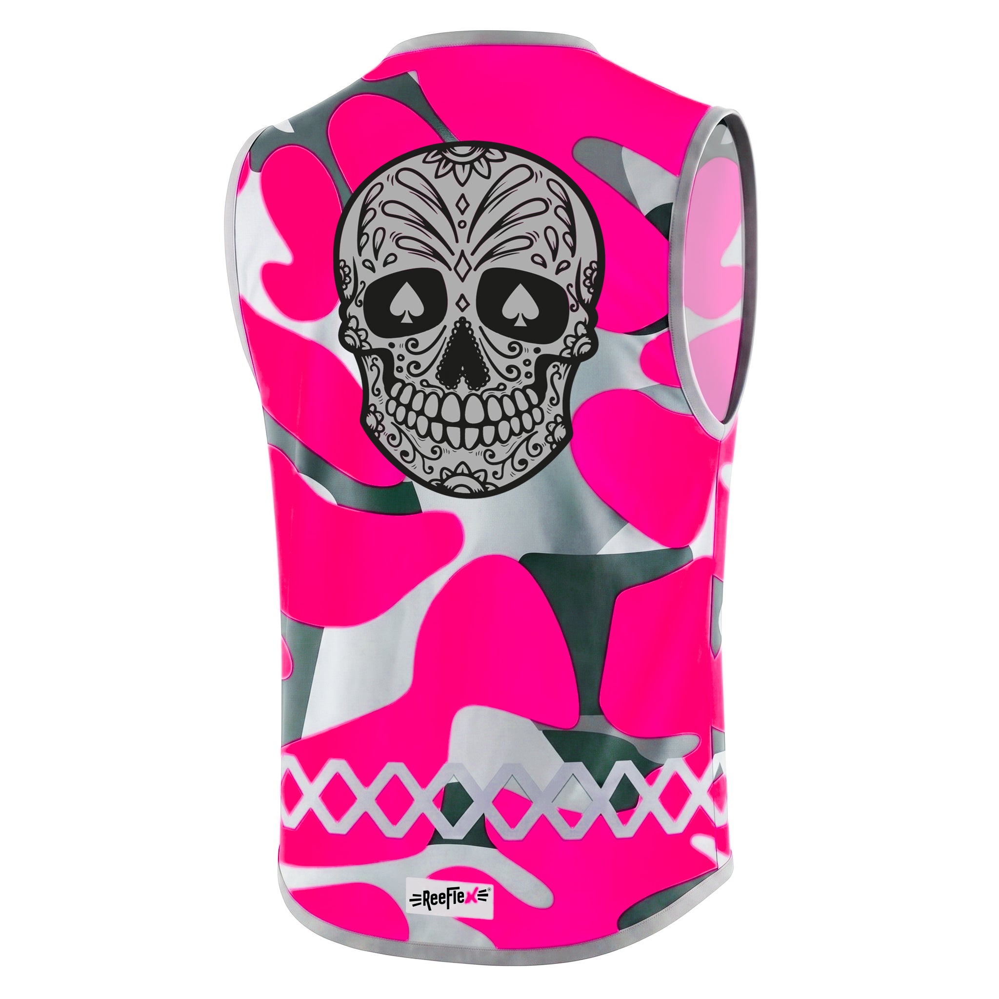 Pink Camou Skull - Kinderwarnweste