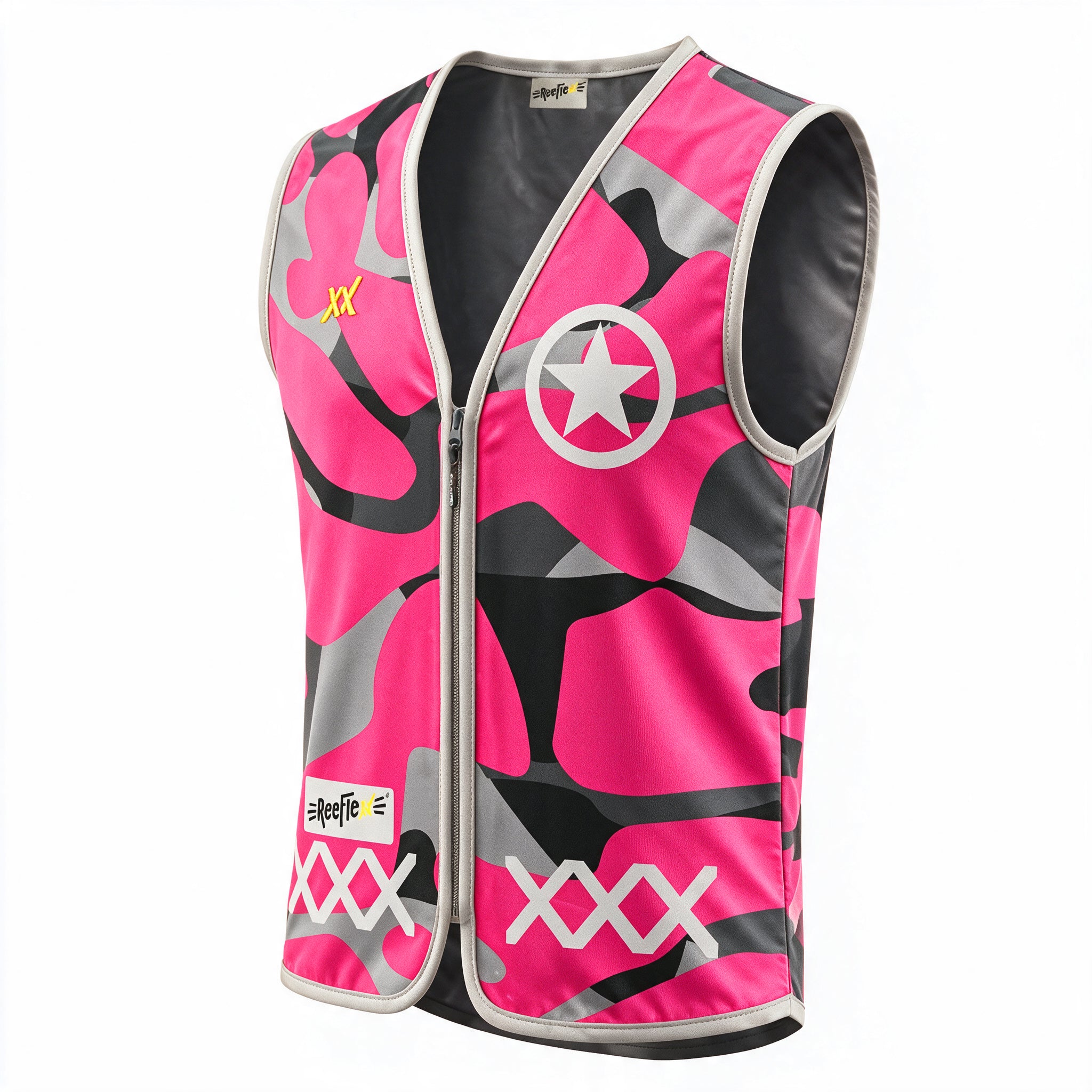 Pink Camou Star - Kinderwarnweste