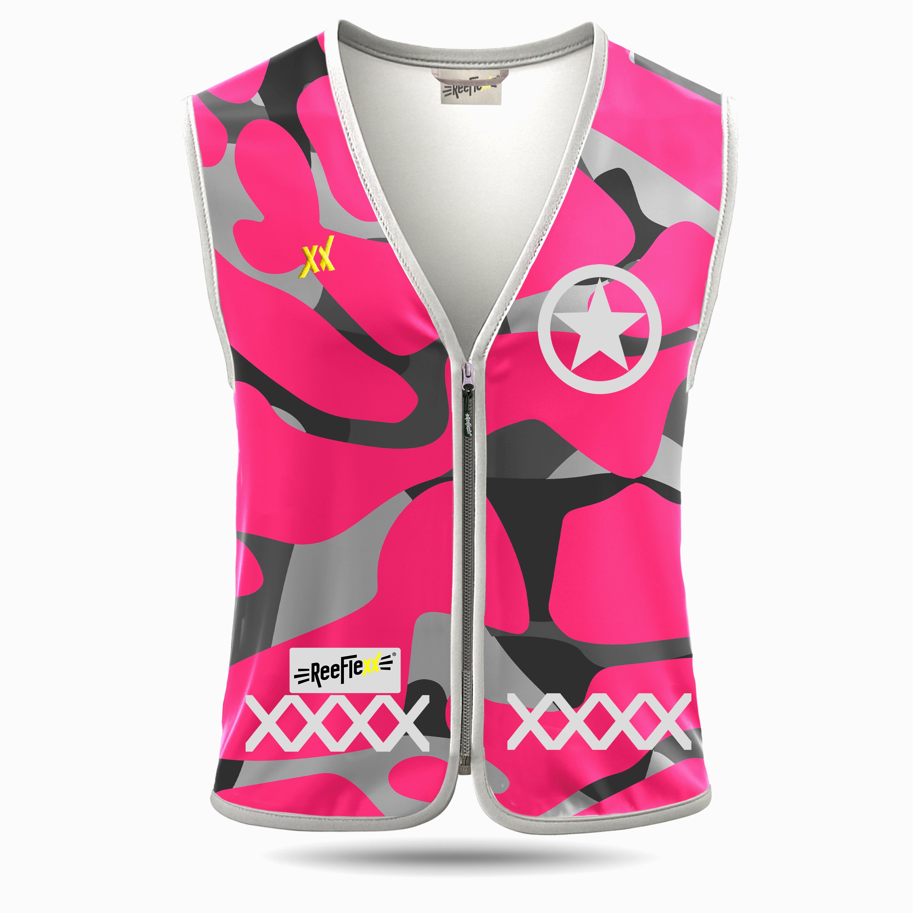 Pink Camou Star - Damenwarnweste