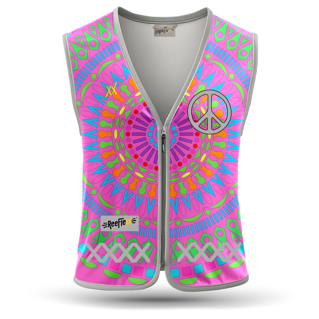 fahrradweste damen reflektierend Warn-, Reflektorweste für Damen Pink Mandala