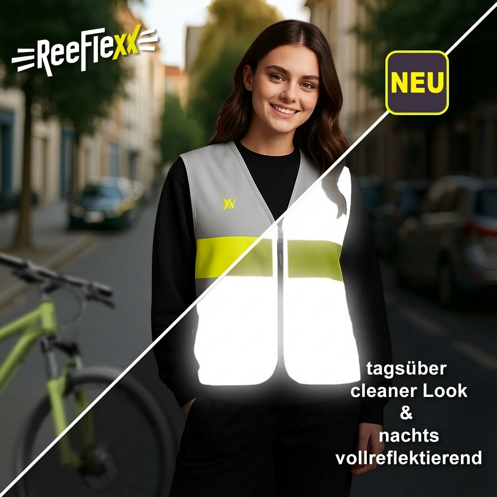 Silver Yellow Stripe Ladies - Damenwarnweste