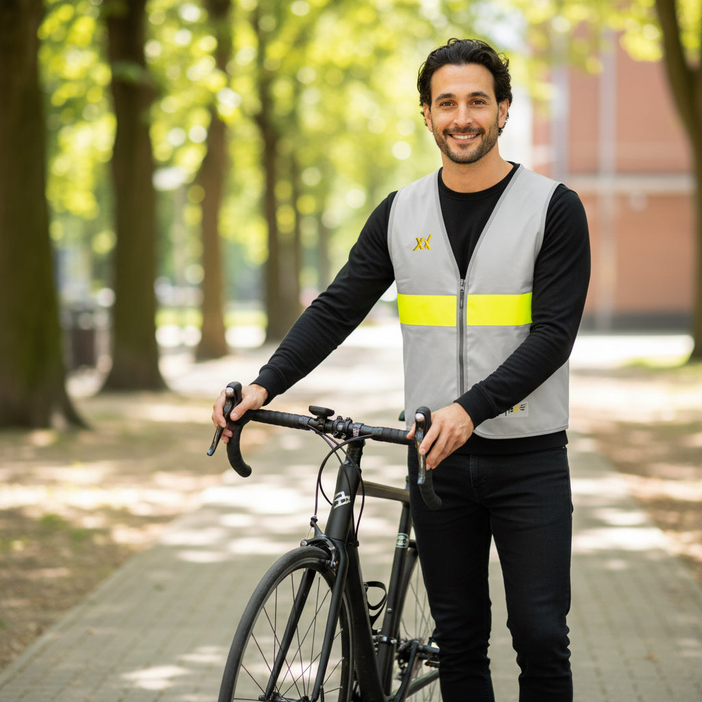 Silver Yellow Stripe Men - Herrenwarnweste