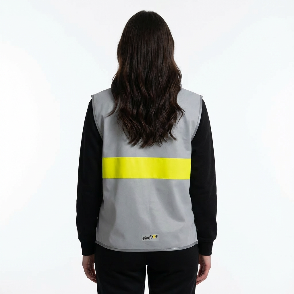 Silver Yellow Stripe Ladies - Damenwarnweste