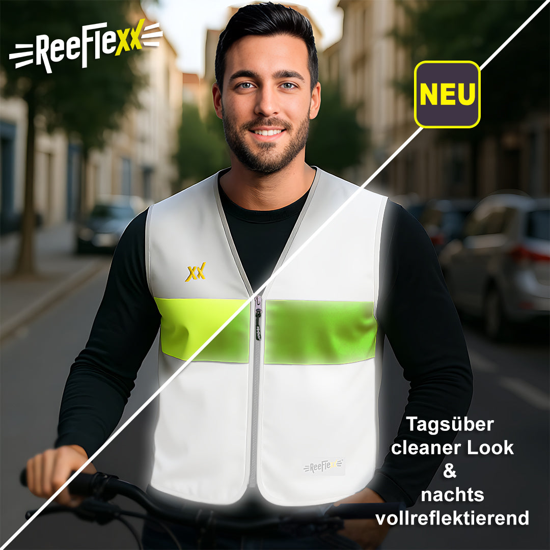 Silver Yellow Stripe Men - Herrenwarnweste