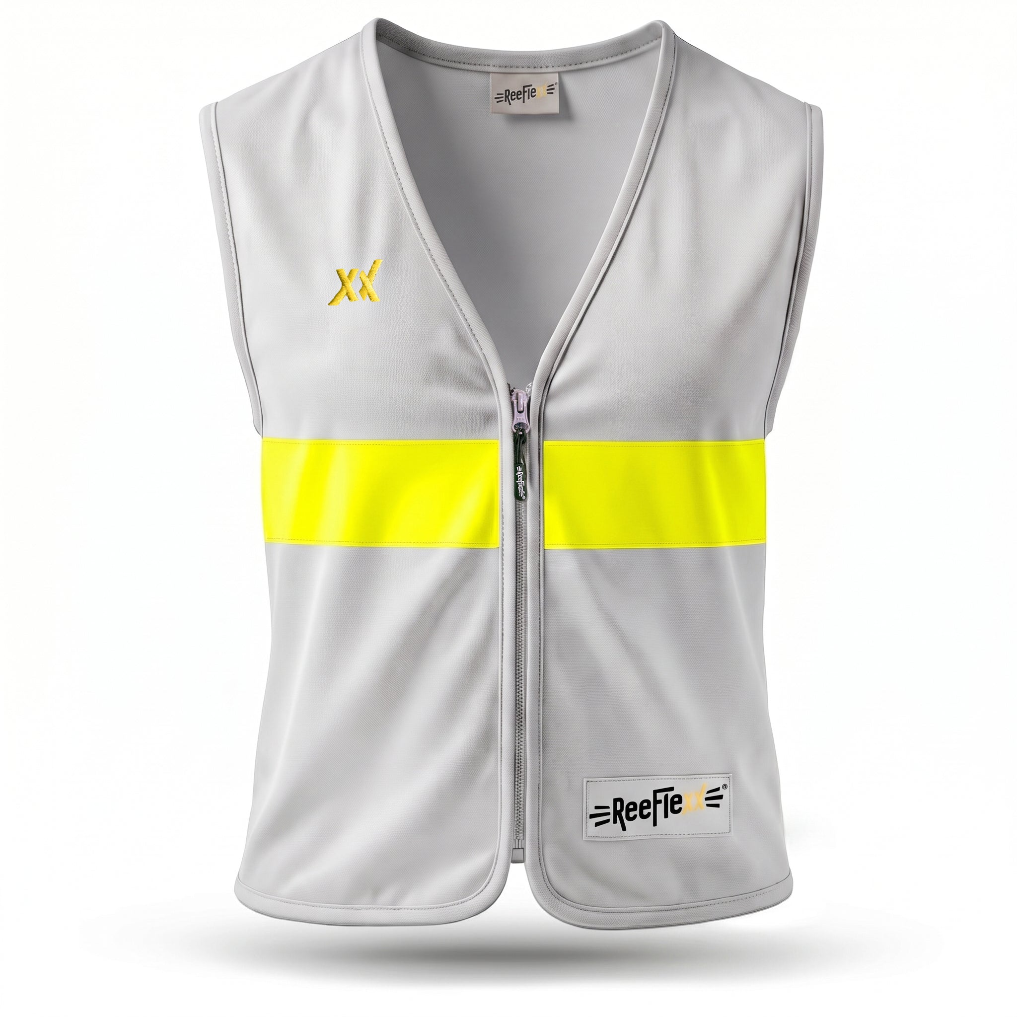 Silver Yellow Stripe Ladies - Damenwarnweste