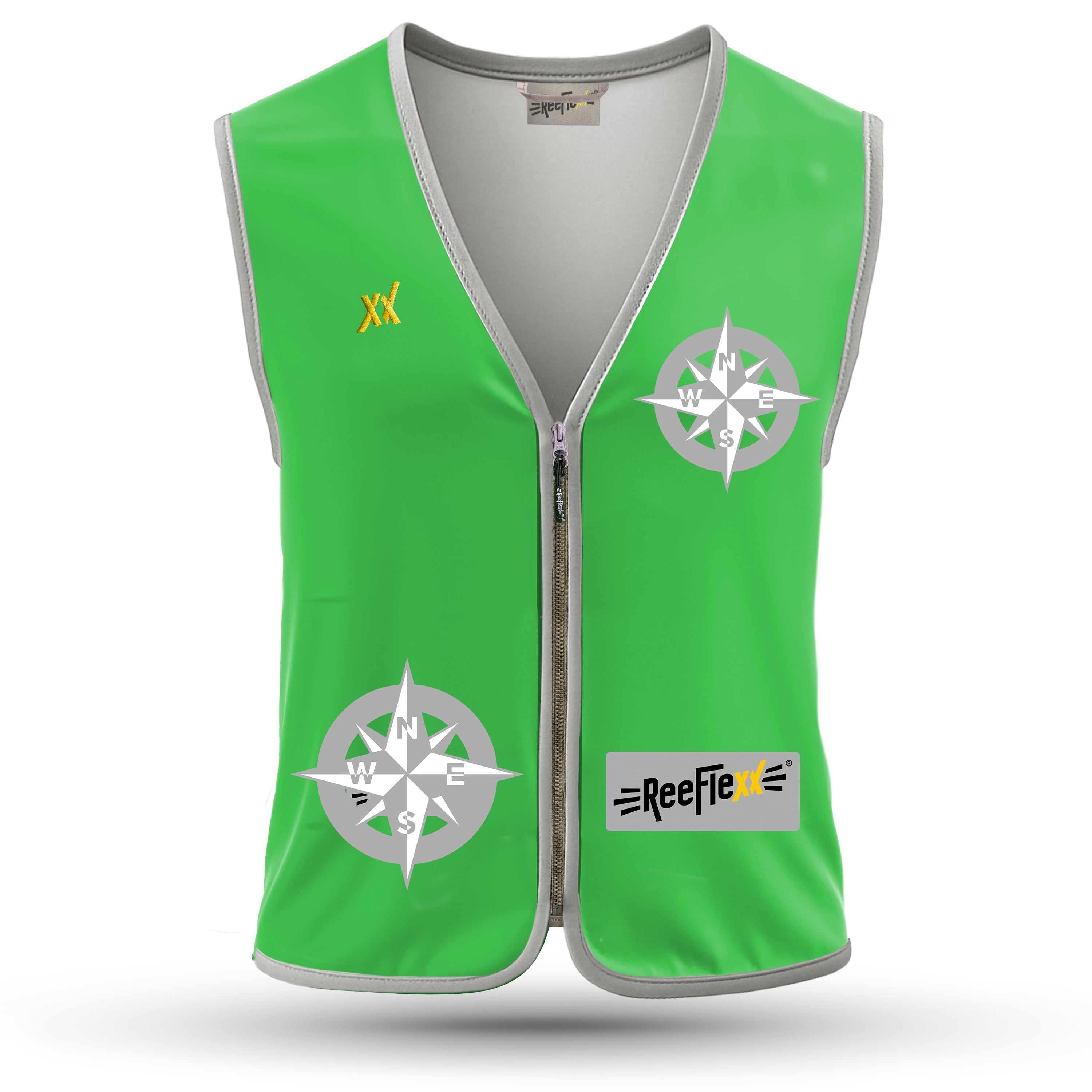 Solid Green Compass - Herrenwarnweste